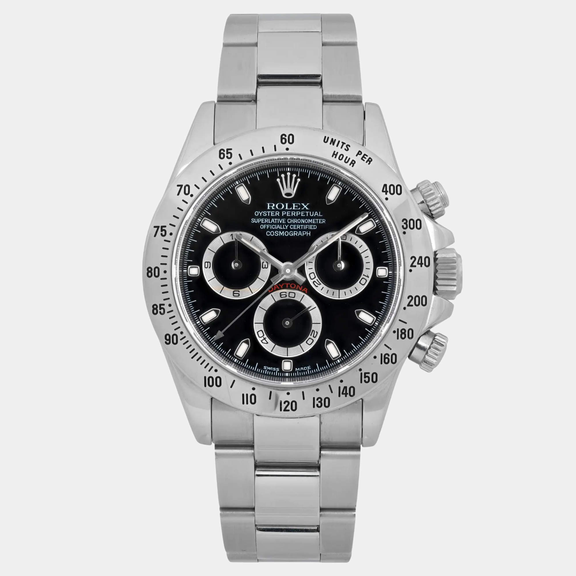 Pre Owned Rolex Cosmograph Daytona 116520 Automatic Black Dial Stainless Steel Men's Wristwatch 40 mm