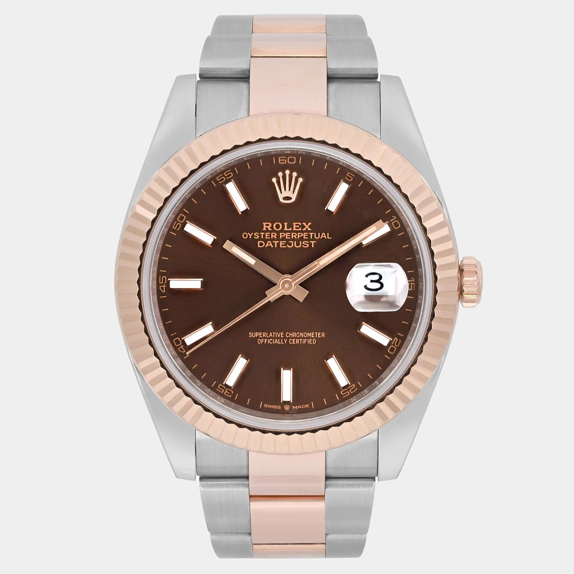 Pre Owned Rolex Datejust 126331 Automatic Chocolate Dial 18K Rose Gold Stainless Steel Men's Wristwatch 41 mm