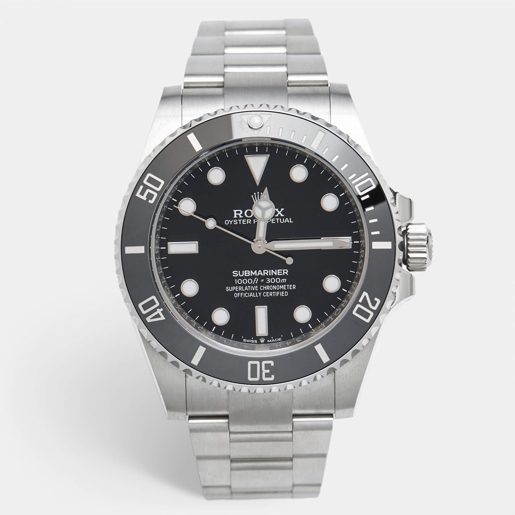 Pre Owned Rolex Black Cerachrom Oystersteel Submariner M124060-0001 Men's Wristwatch 41 mm