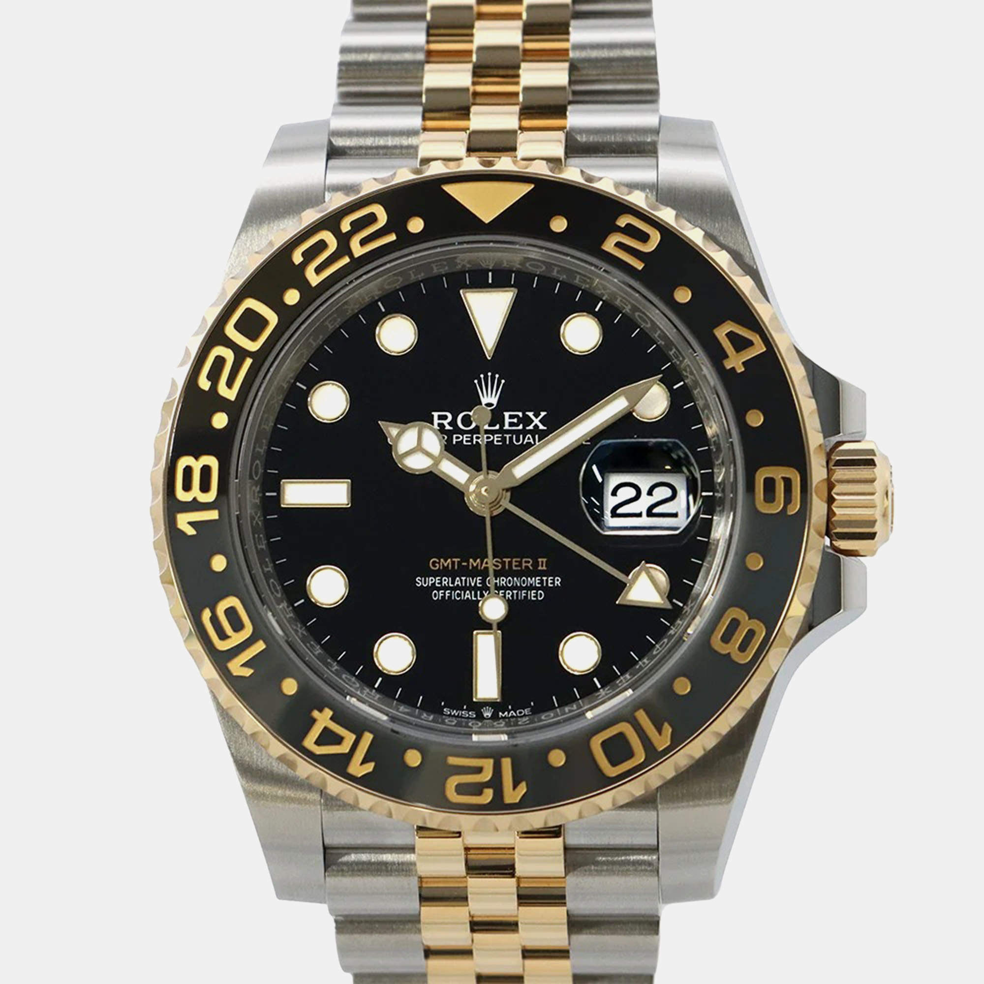 Pre Owned Rolex GMT-Master II 126713GRNR Automatic Black 18k Yellow Gold Stainless Steel  Men's Wristwatch 40 mm