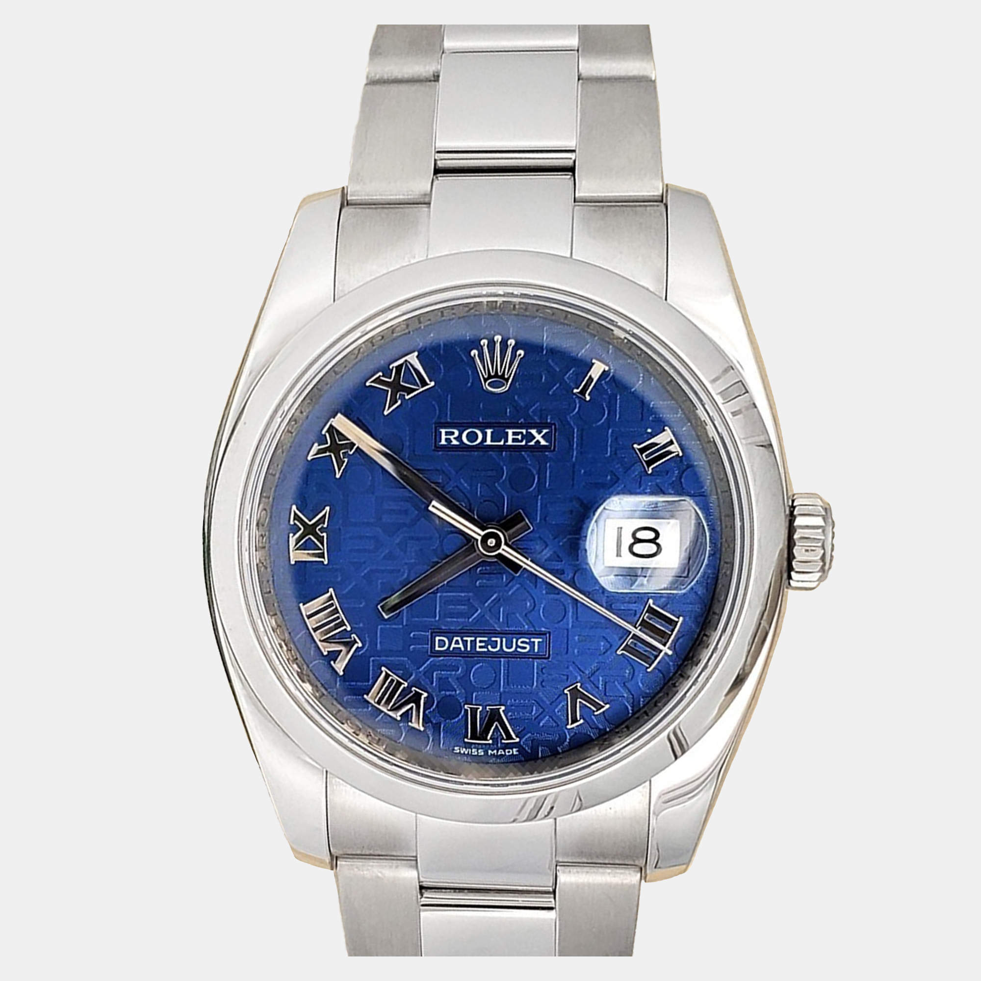 Pre Owned Rolex Datejust 116200 Automatic Blue Stainless Steel Men's Wristwatch 36 mm