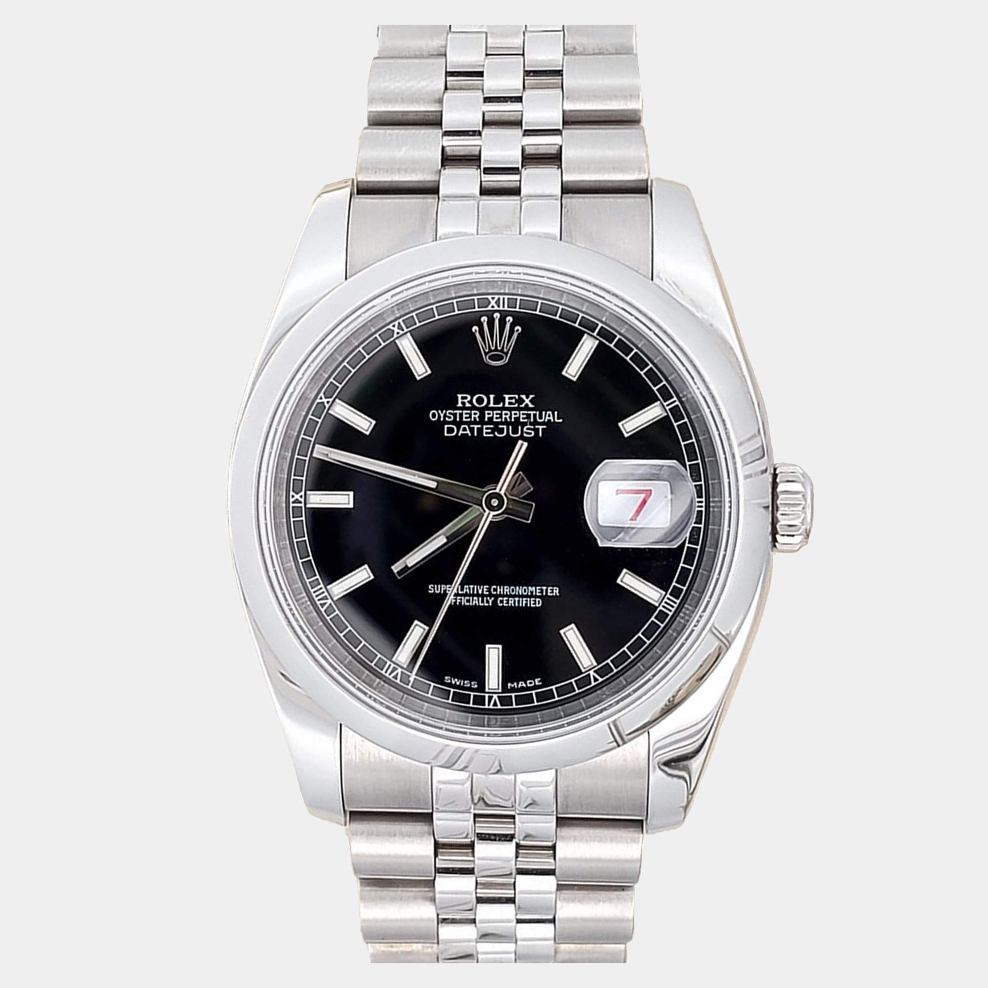 Pre Owned Rolex Datejust 116200 Automatic  Black Stainless Steel Men's Wristwatch  36 mm