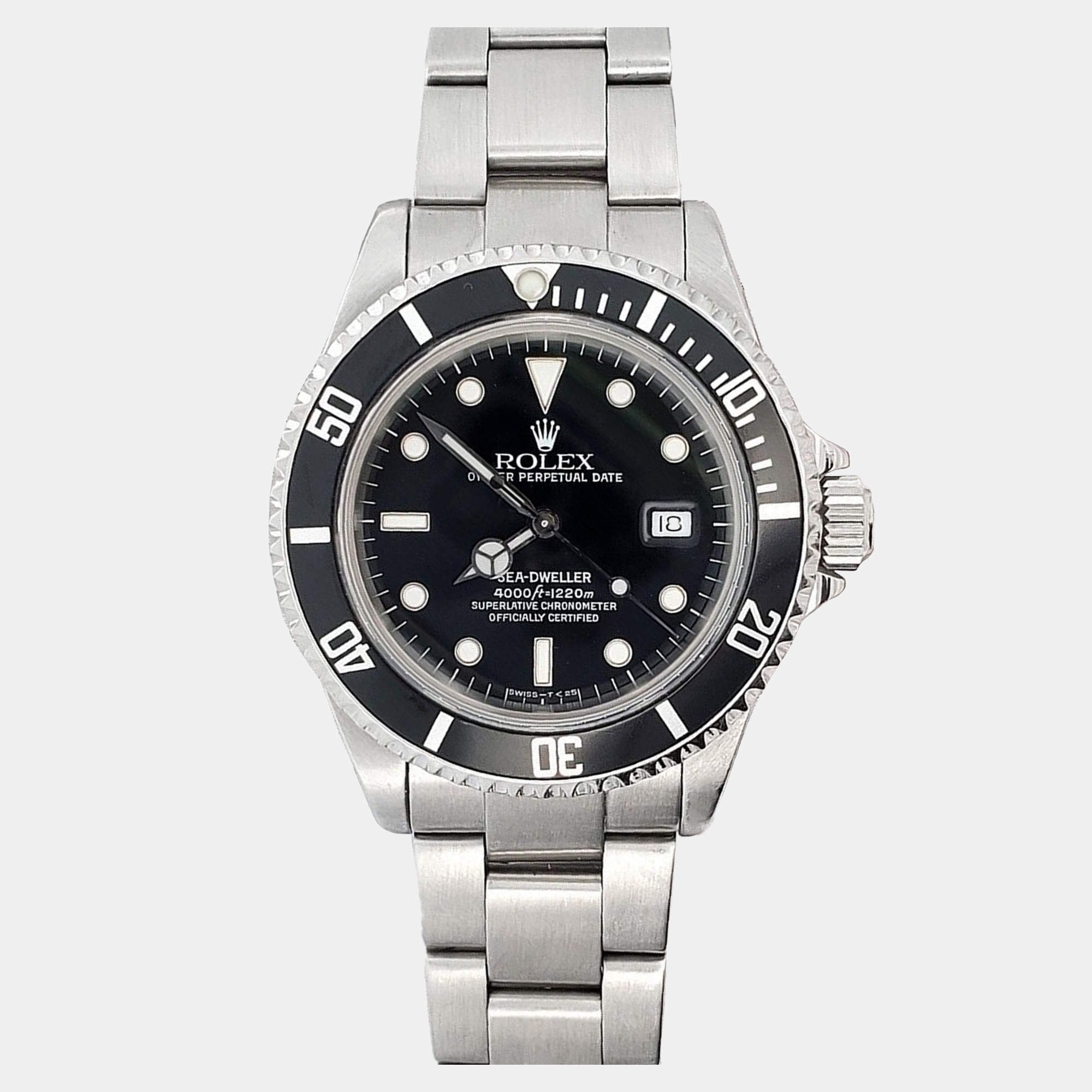 Pre Owned Rolex Sea-Dweller 16600 Automatic Black Stainless Steel Men's Wristwatch 40 mm
