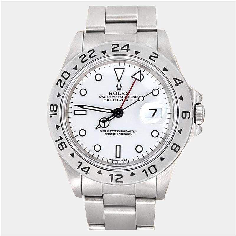 Pre Owned Rolex Explorer II 16570 Automatic White Stainless Steel Men's Wristwatch 40 mm