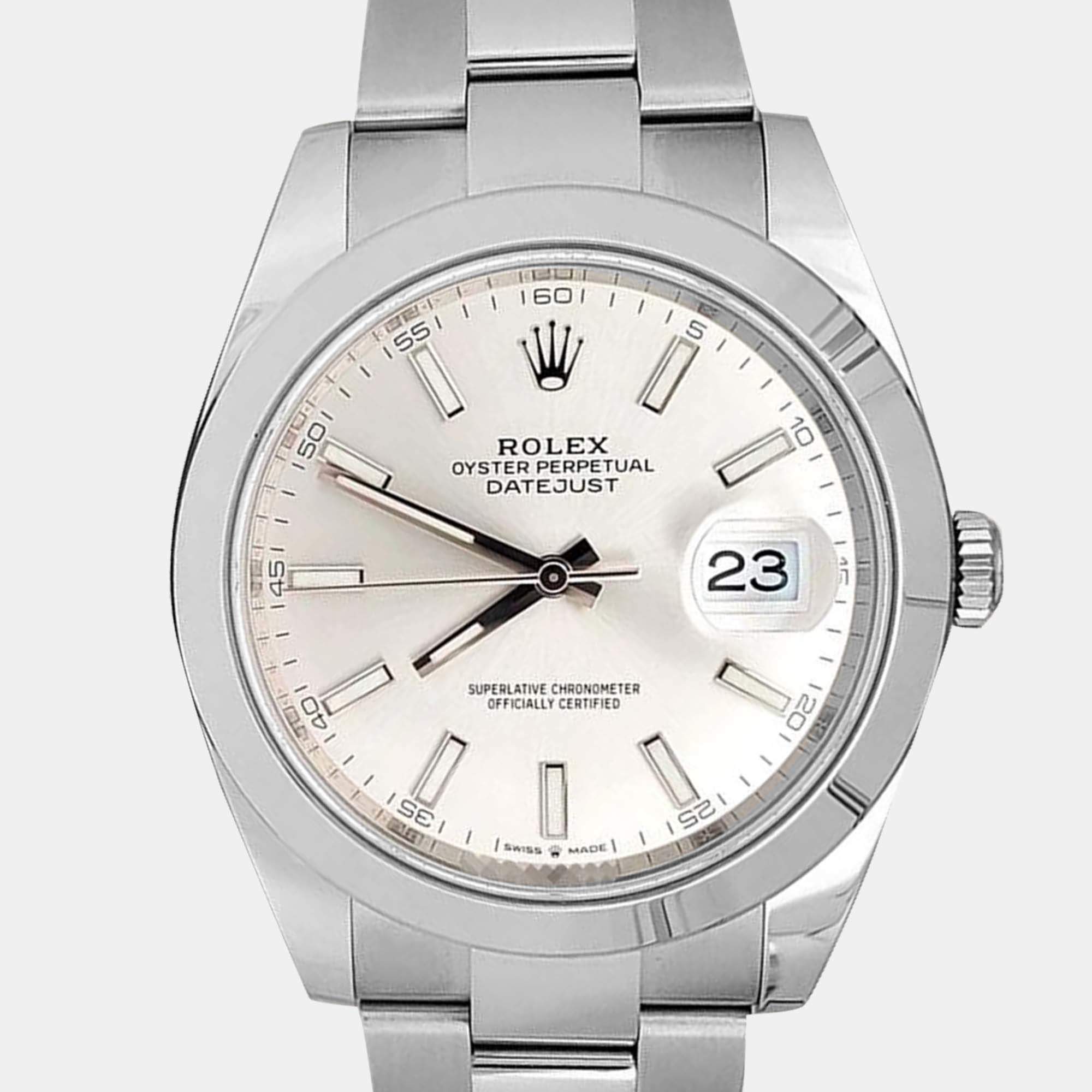 Pre Owned Rolex Datejust 126300 Automatic Silver Stainless Steel Men's Wristwatch 41 mm