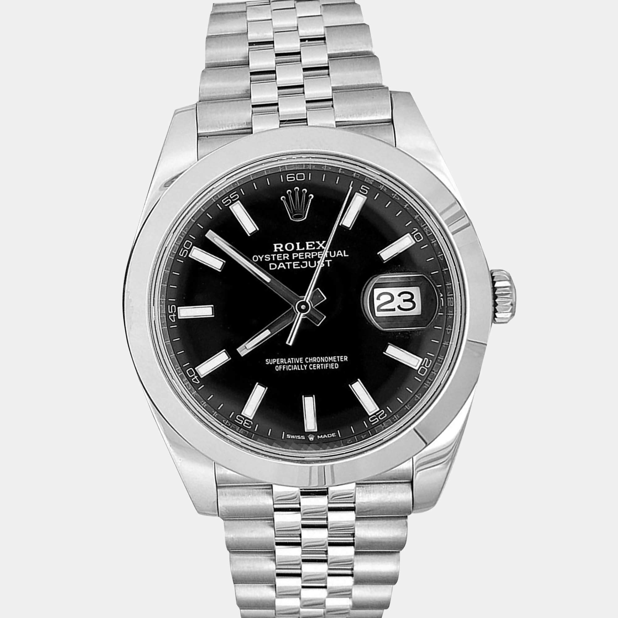 Pre Owned Rolex Datejust 126300 Automatic Black Stainless Steel Men’s Wristwatch 41 mm