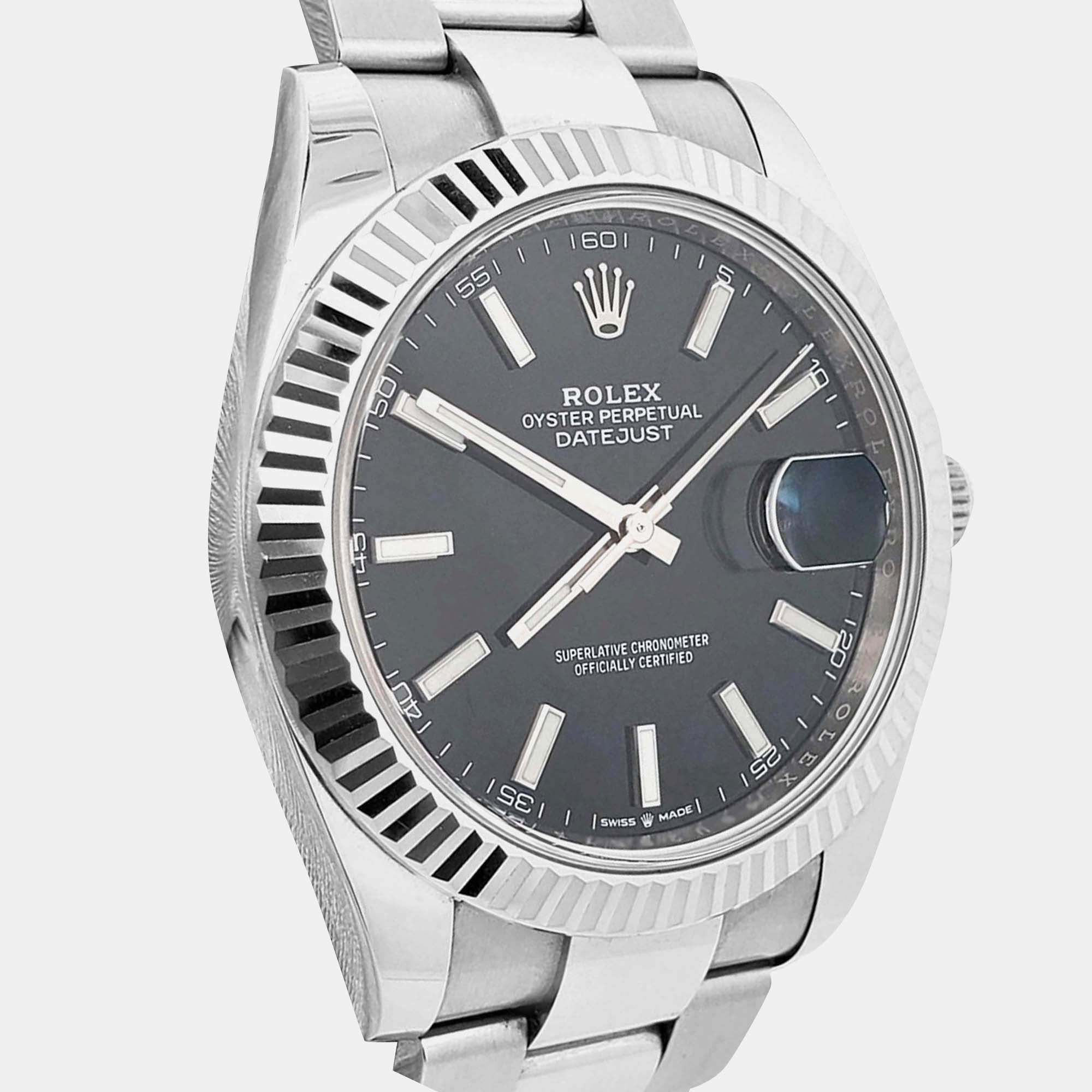 Pre Owned Rolex Datejust 126334 Automatic Black Stainless Steel Men’s Wristwatch 41 mm