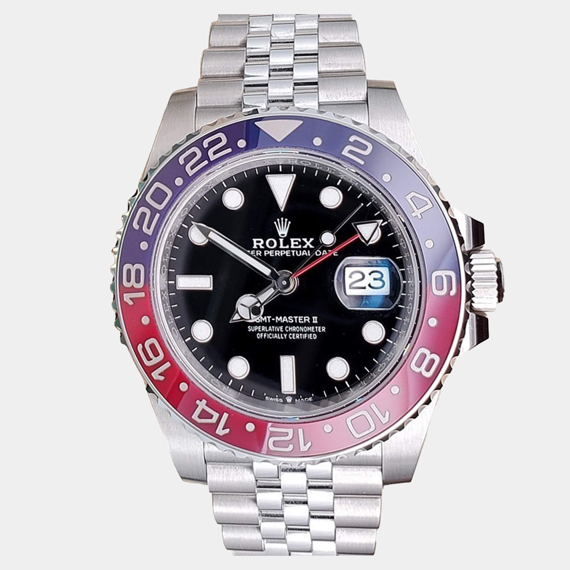 Pre Owned Rolex GMT Master II Pepsi 126710BLRO Automatic Black Stainless Steel Men’s Wristwatch 40 mm
