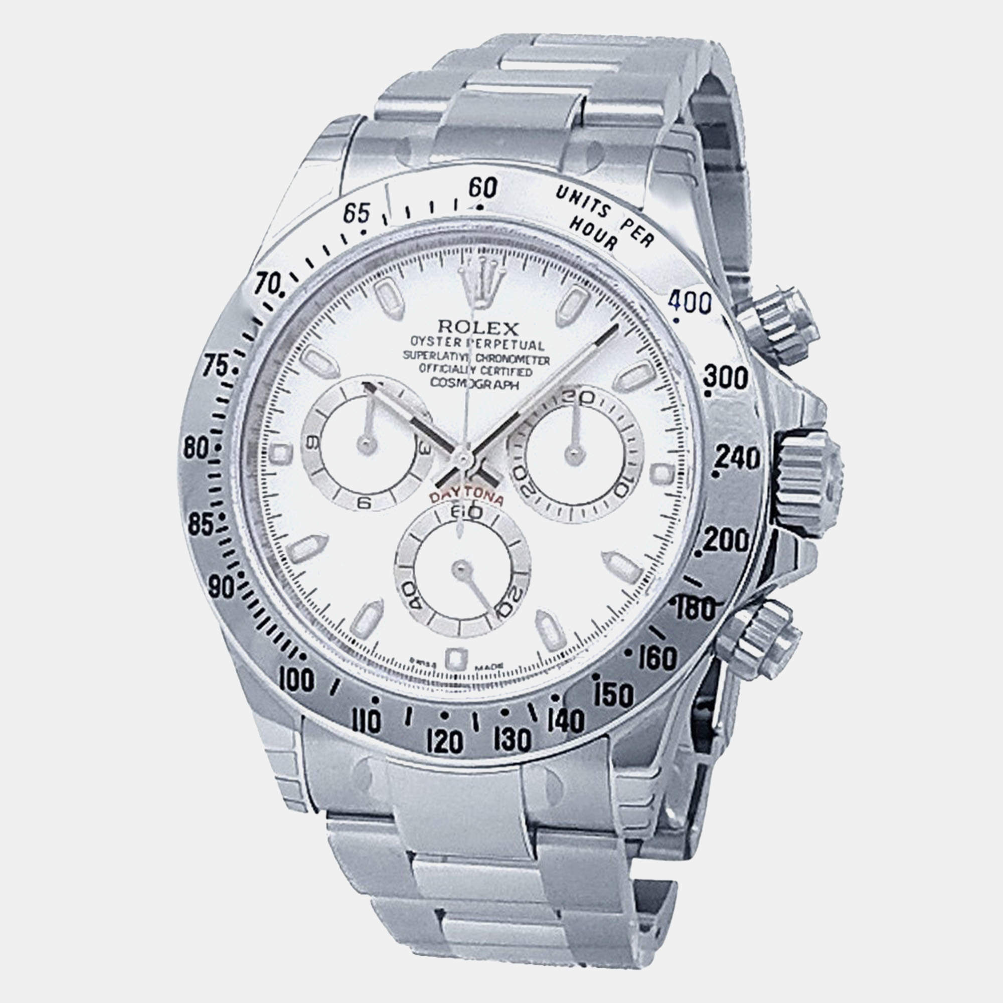 Pre Owned Rolex Cosmograph Daytona 116520 Automatic White Stainless Steel Men’s Wristwatch 40 mm