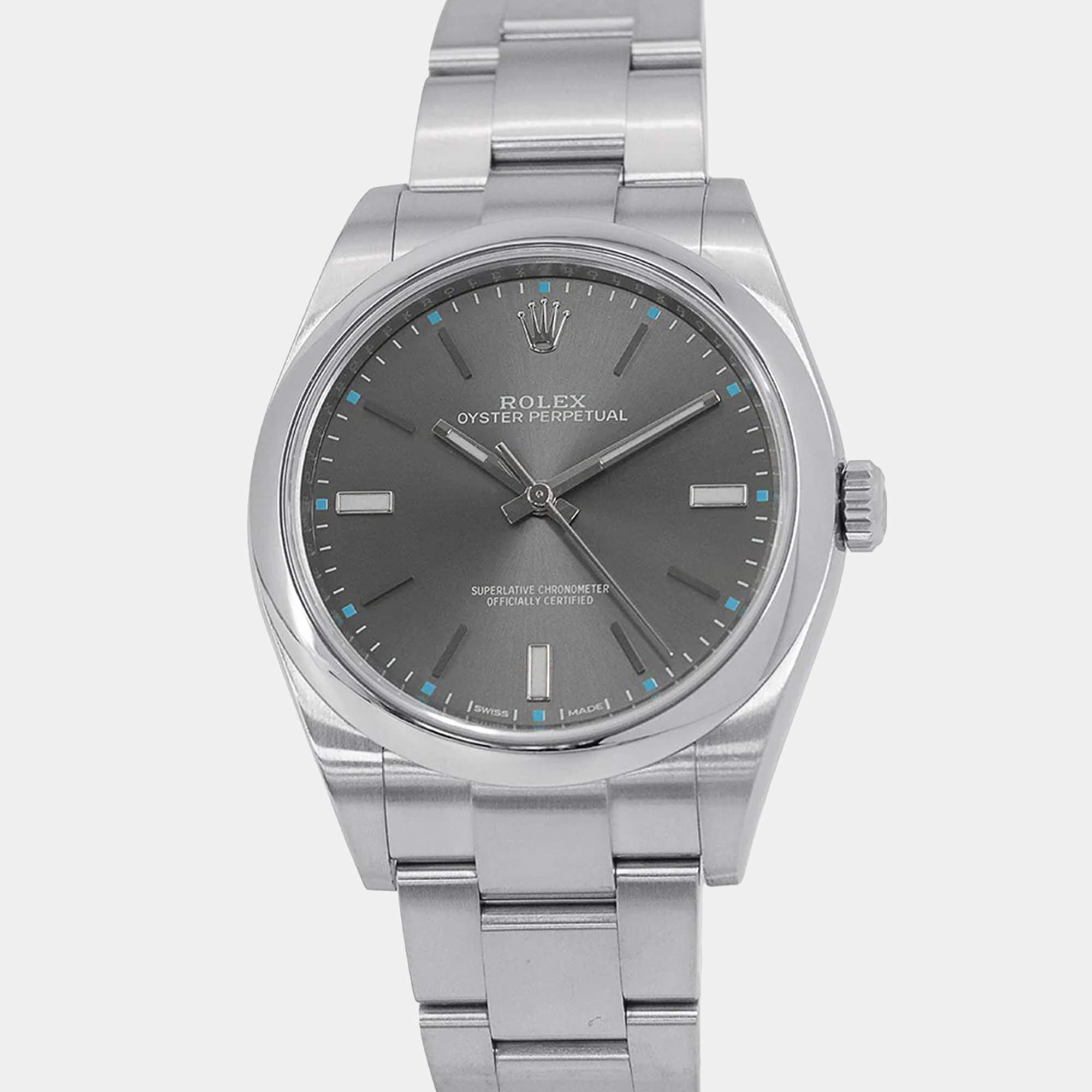 Pre Owned Rolex Oyster Perpetual 114300 Automatic Dark Rolesium Stainless Steel  Men's Wristwatch 39 mm