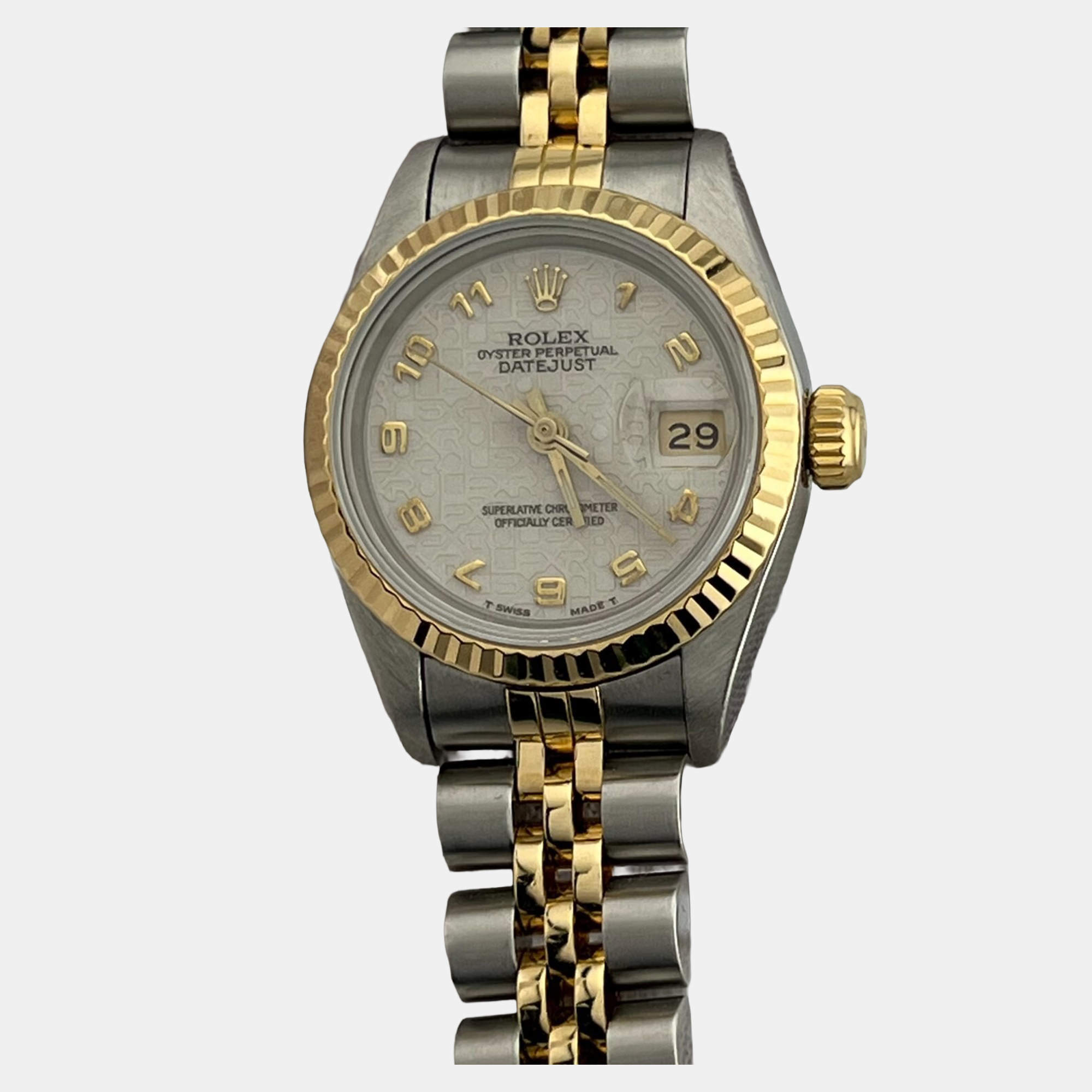 Pre Owned Rolex President Datejust 69173 Automatic Jubilee 18k Yellow Gold Stainless Steel Men's Wristwatch 26 mm