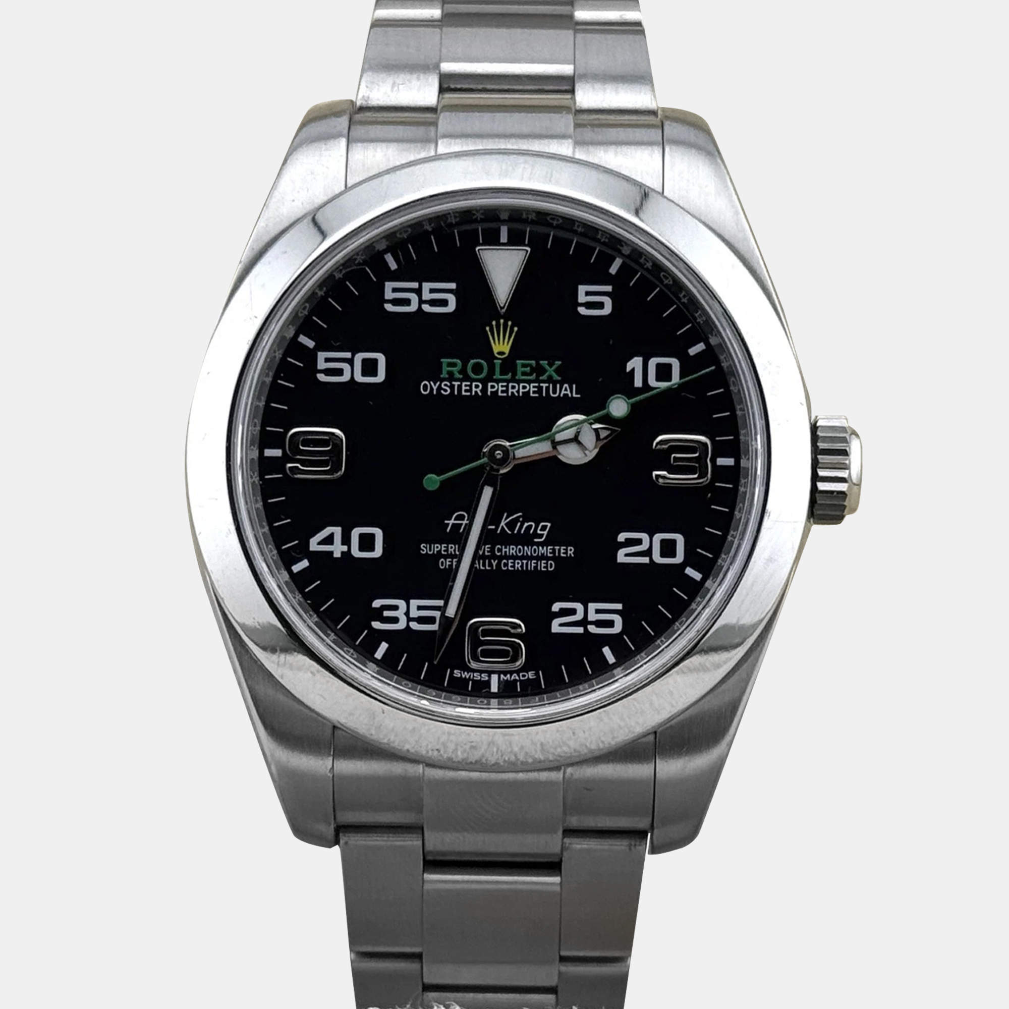 Pre Owned Rolex Air-King 116900 Automatic Black Stainless Steel Men's Wristwatch 40 mm