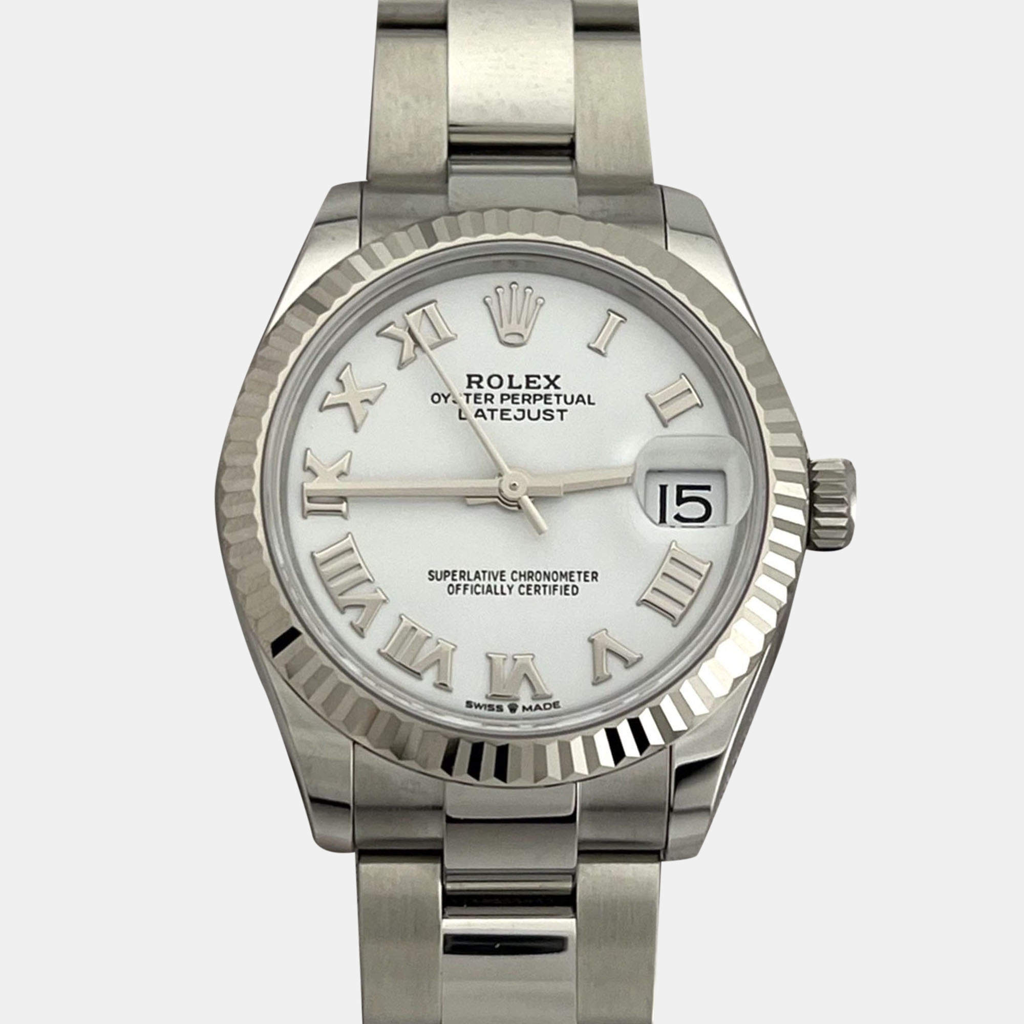 Pre Owned Rolex Datejust 278274 Automatic White 18k White Gold Stainless Steel Men's Wristwatch 31 mm