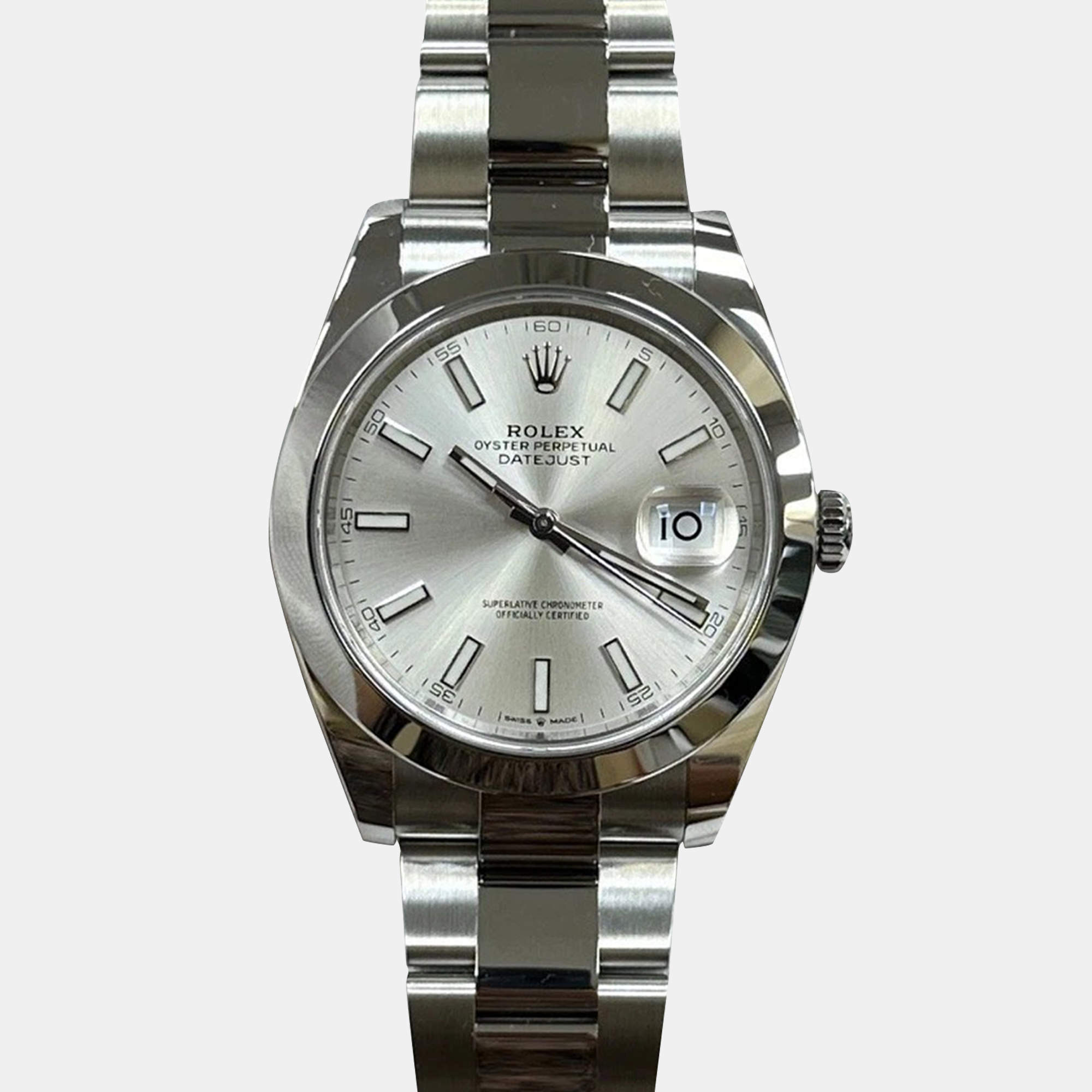 Pre Owned Rolex Datejust 126300 Automatic Silver Stainless Steel Men's Wristwatch 41 mm