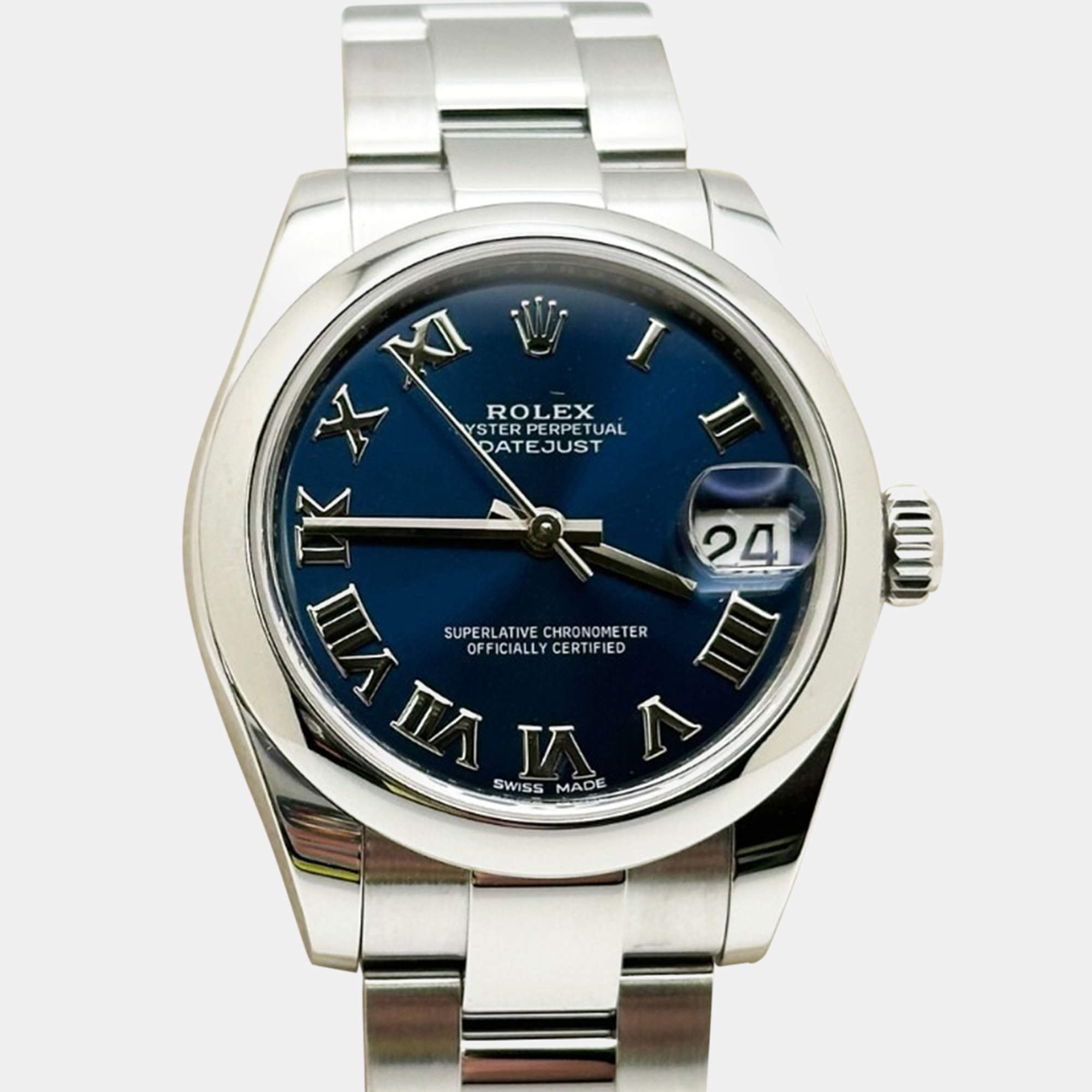Pre Owned Rolex Datejust 178240 Automatic Blue Stainless Steel Men's Wristwatch 31 mm
