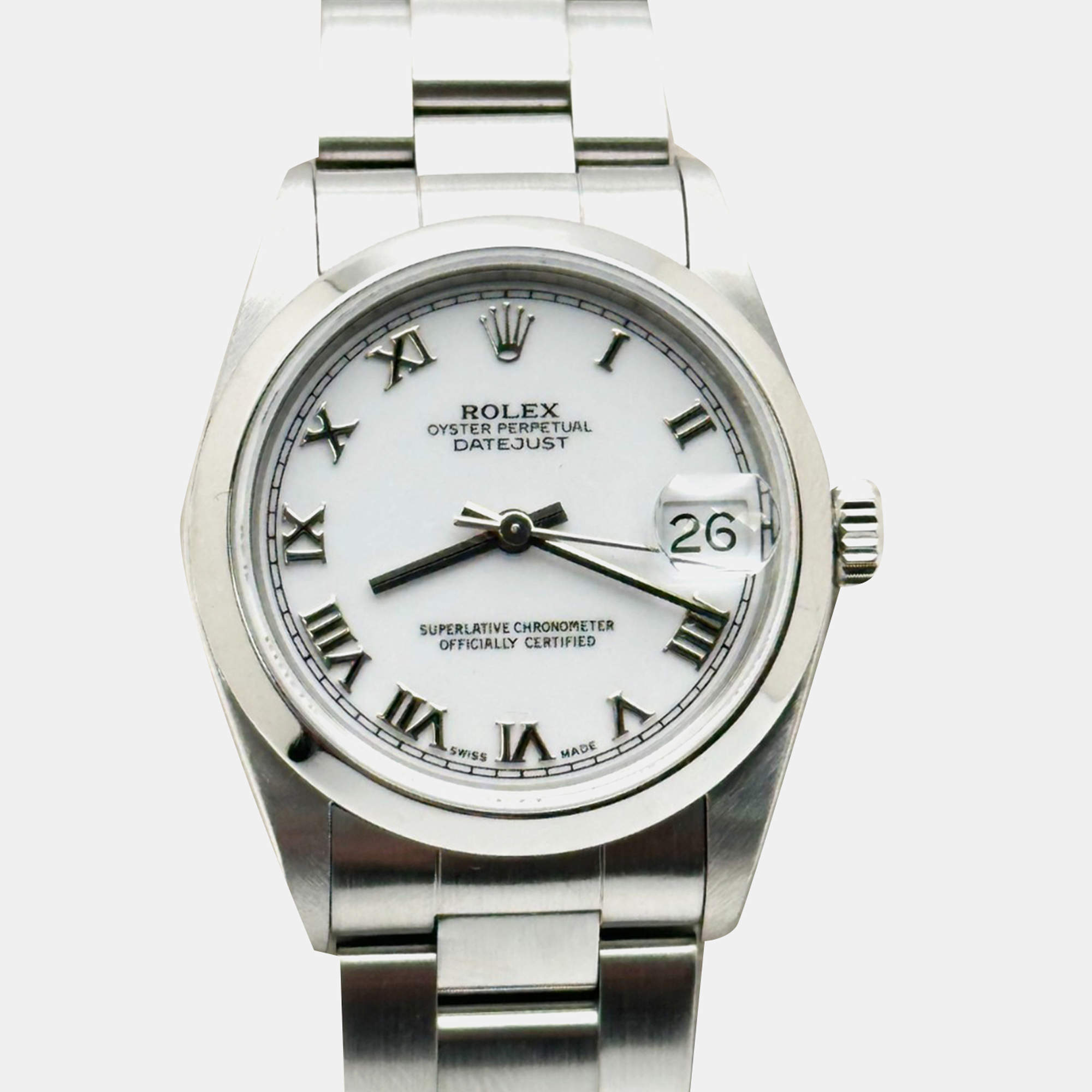 Pre Owned Rolex Datejust 68240 Automatic White Stainless Steel Men's Wristwatch 31 mm