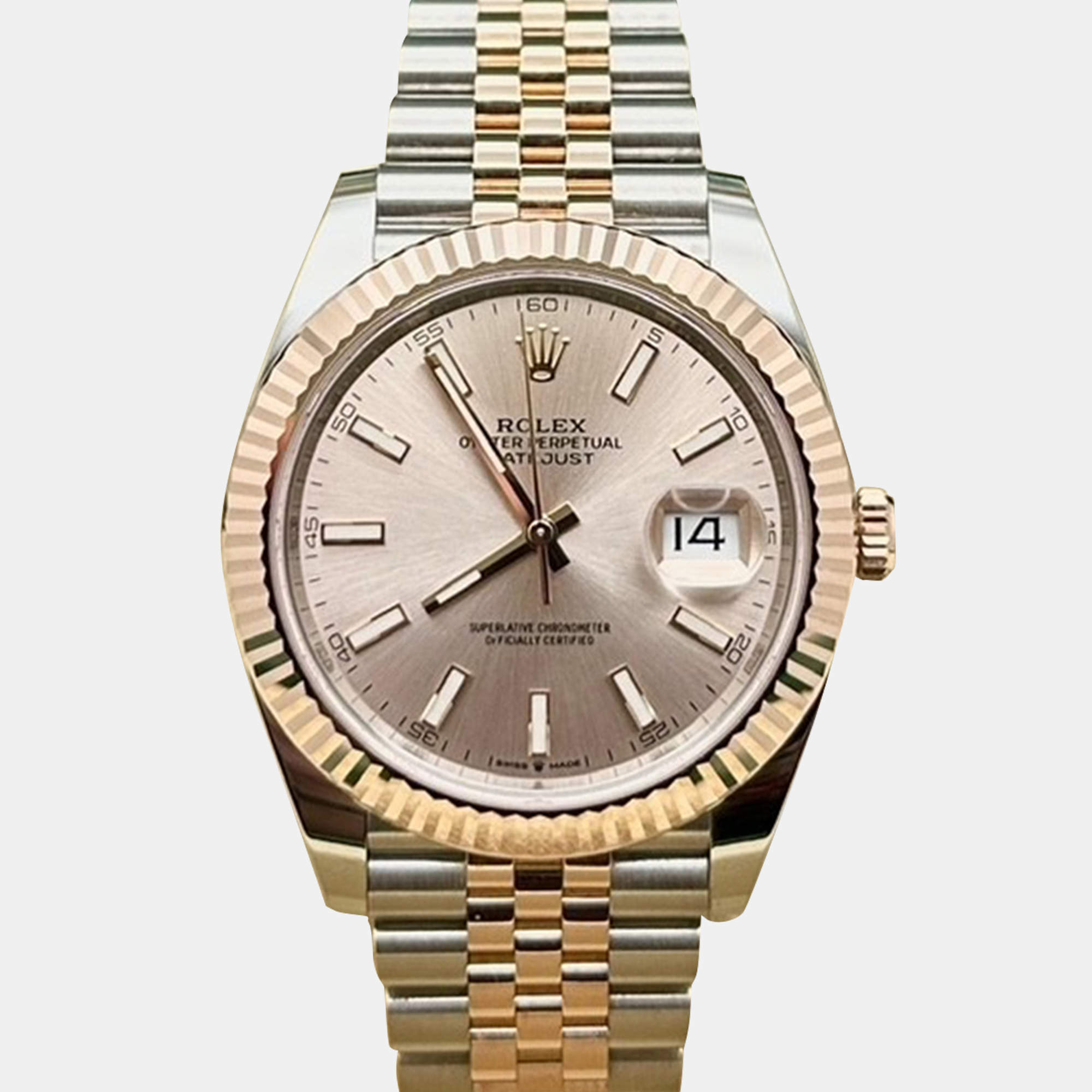 Pre Owned Rolex Datejust 126331 Automatic Sundust 18K Rose Gold Stainless Steel Men's Wristwatch 41 mm