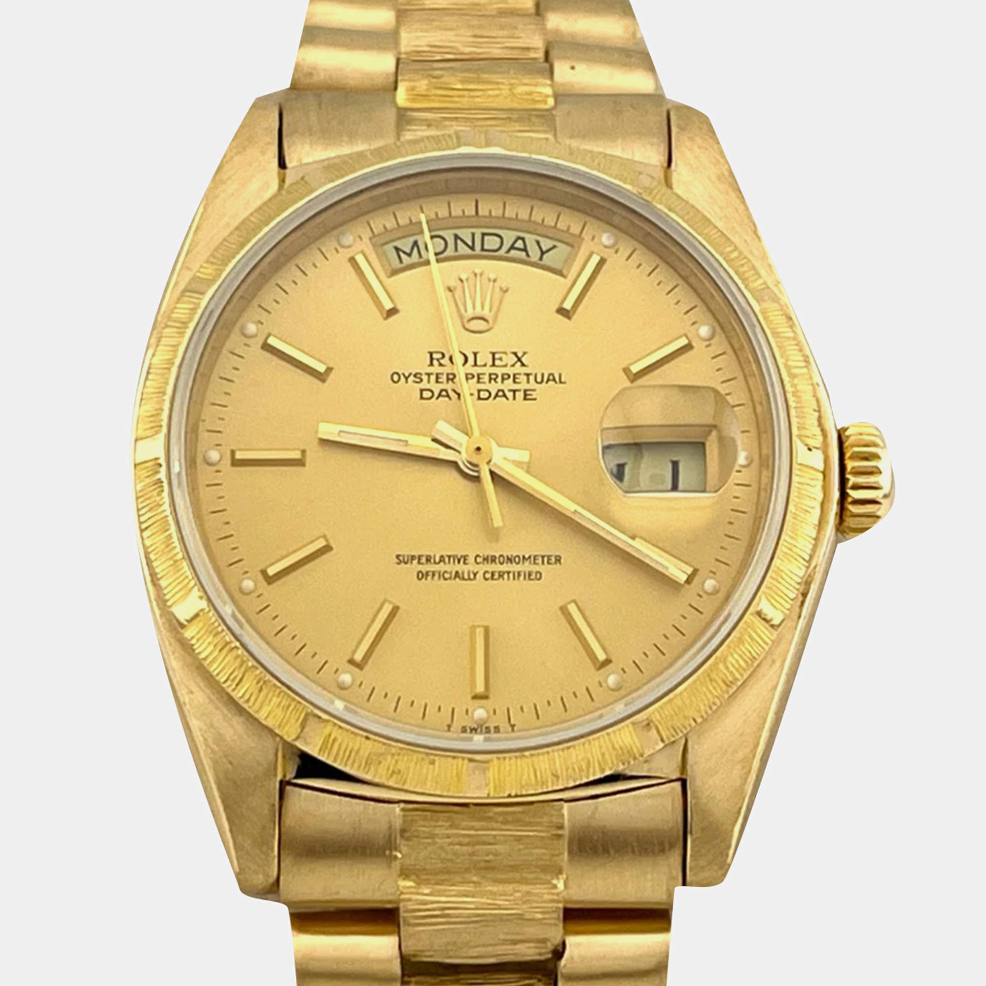 Pre Owned Rolex President Day Date 18078 Automatic Champagne 18K Yellow Gold Men's Wristwatch 36 mm