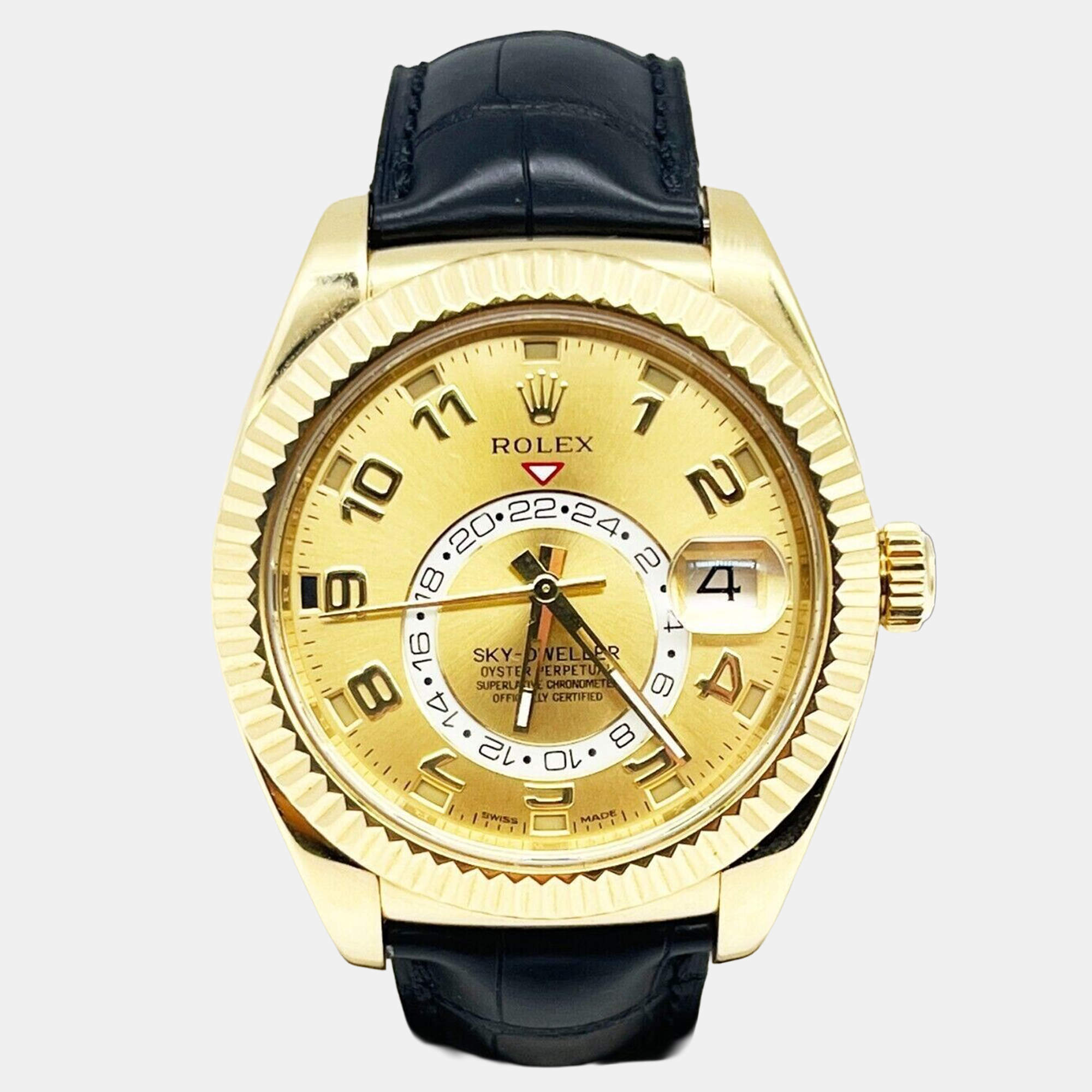 Pre Owned Rolex Sky Dweller 326138 Automatic Champagne 18K Yellow Gold Men's Wristwatch 42 mm