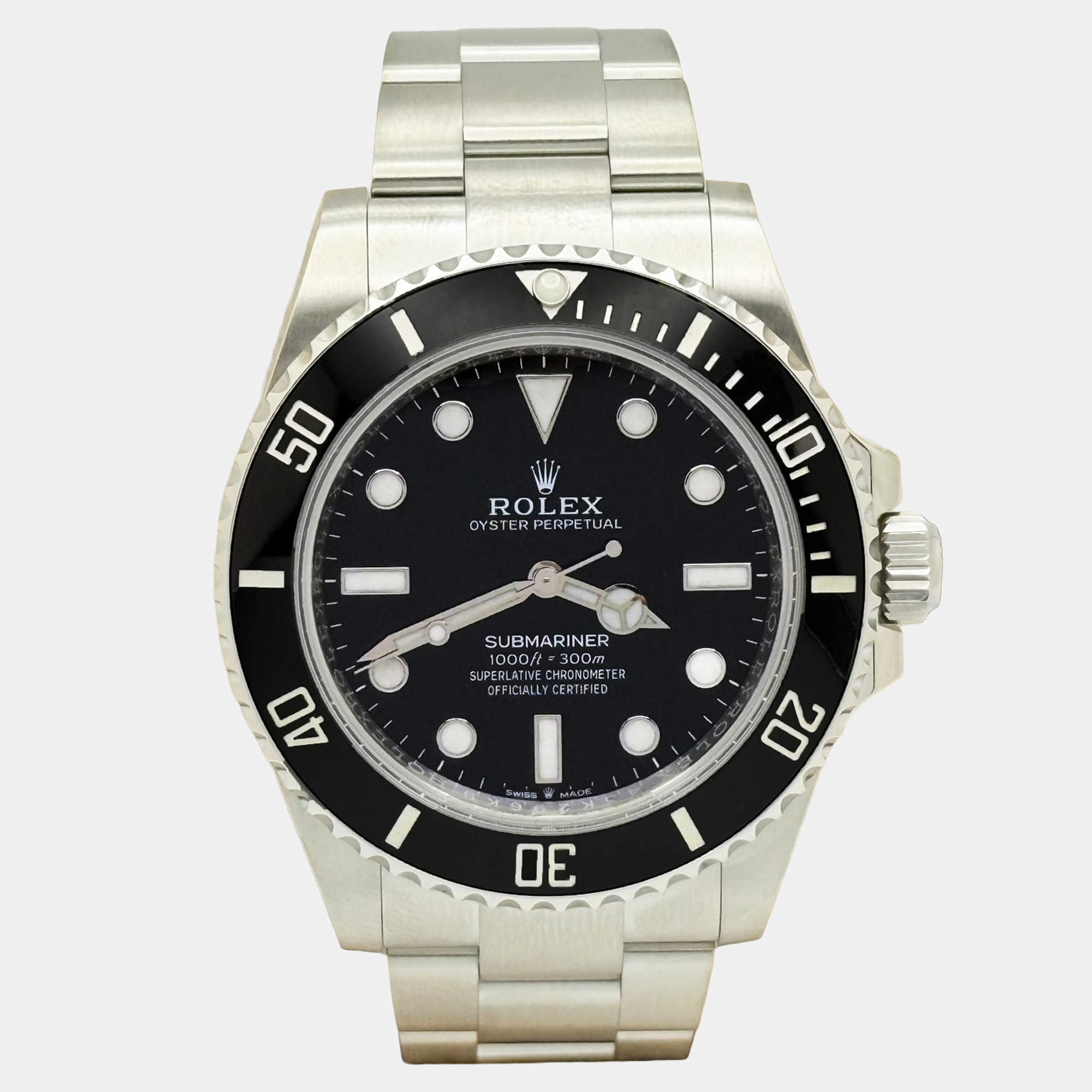 Pre Owned Rolex Submariner 124060 Automatic Black Ceramic Stainless Steel Men's Wristwatch 41 mm