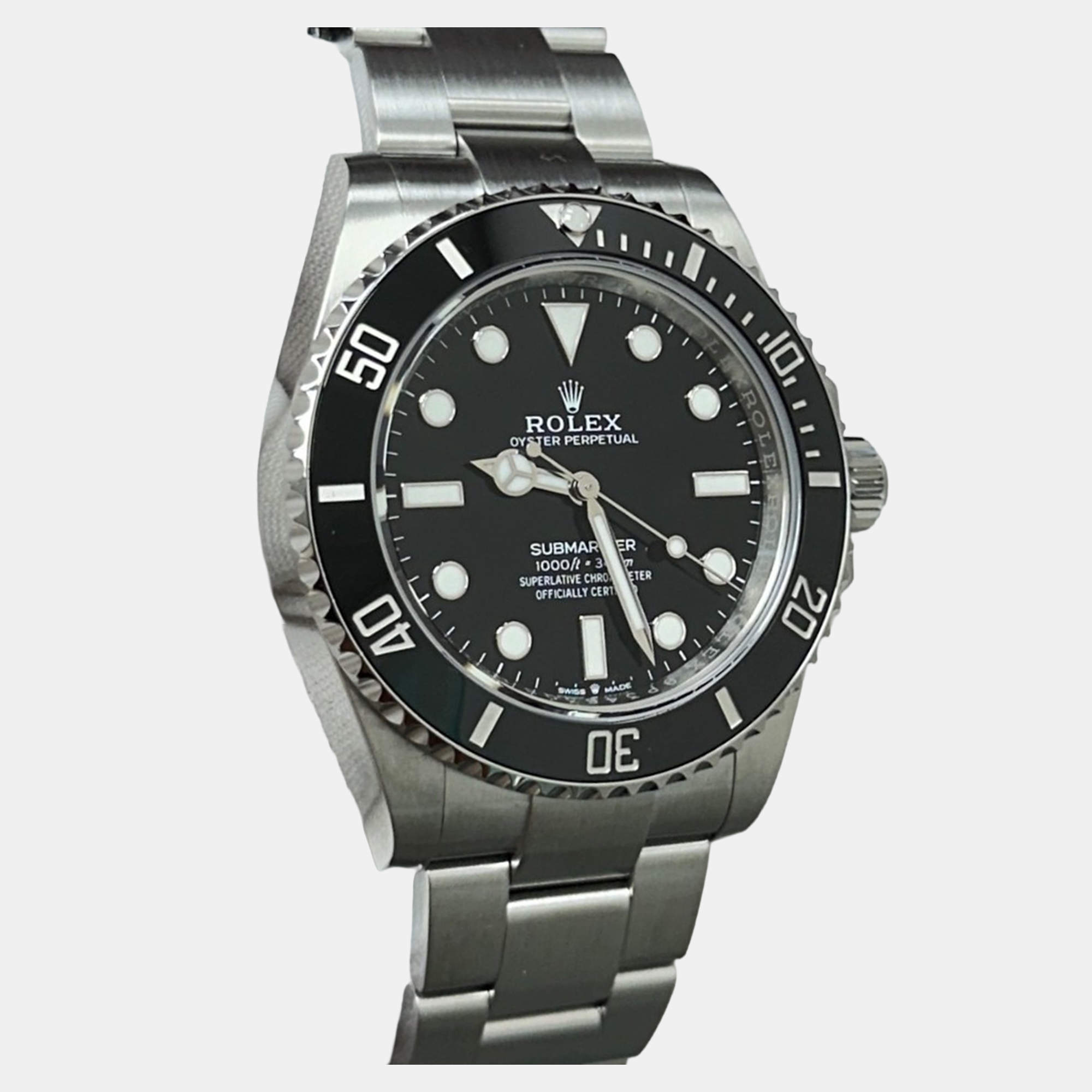 Pre Owned Rolex Submariner 124060 Automatic Black Ceramic Stainless Steel Men's Wristwatch 41 mm