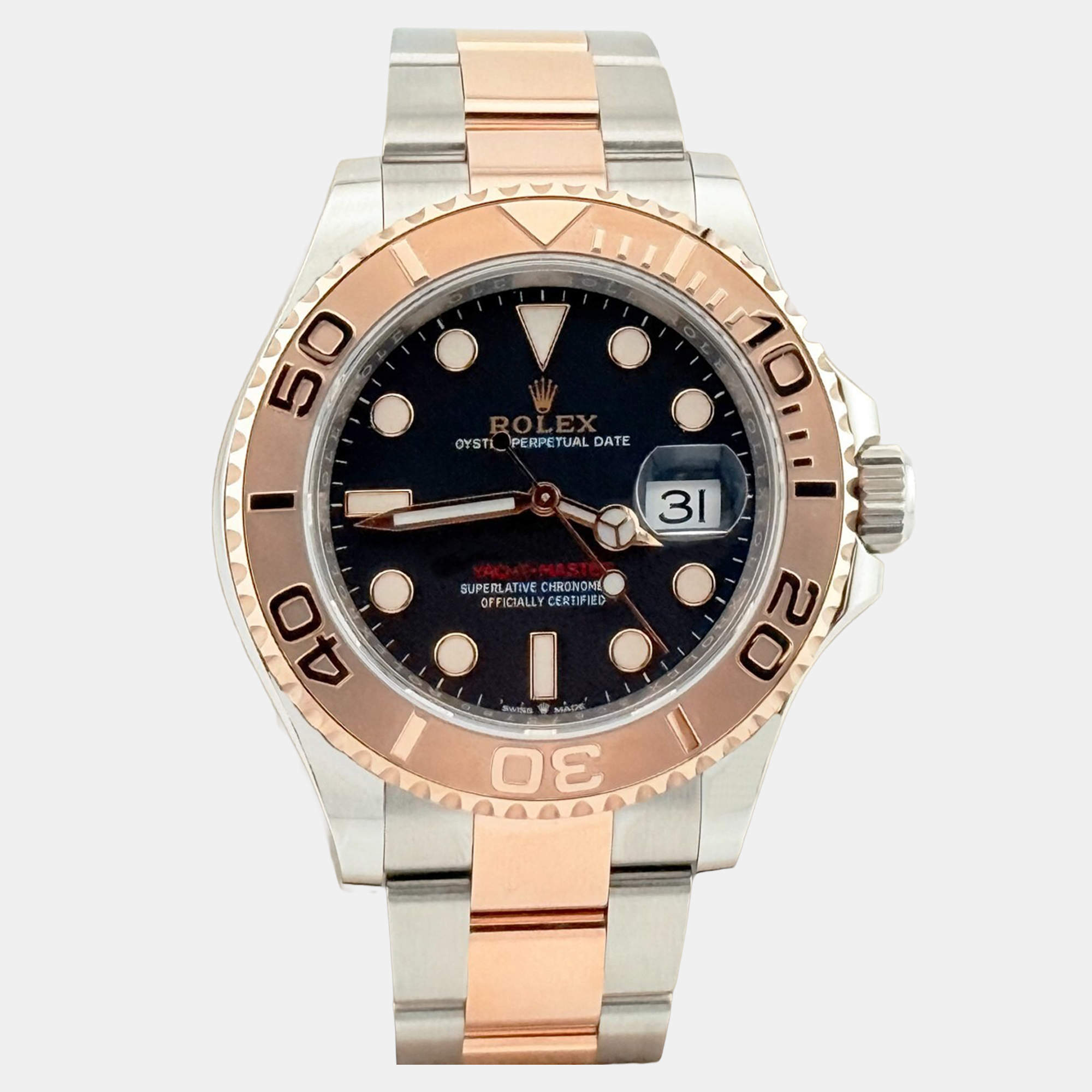 Pre Owned Rolex Yacht Master 126621 Automatic Black 18K Rose Gold Stainless Steel Men's Wristwatch 40 mm