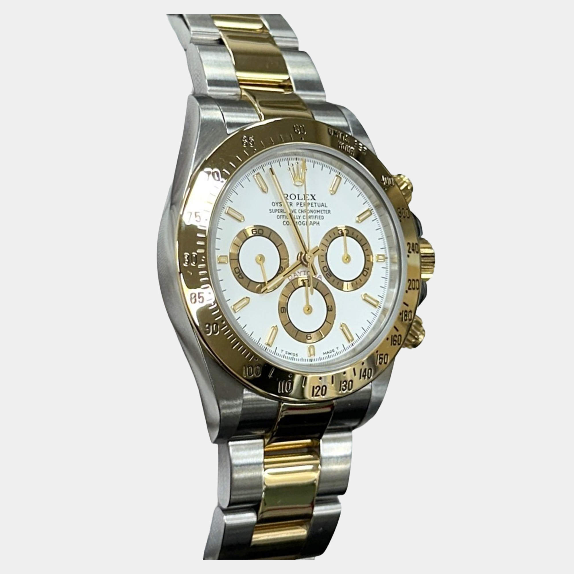 Pre Owned Rolex Daytona Zenith 16523 Automatic White Stainless Steel Men's Wristwatch 40 mm