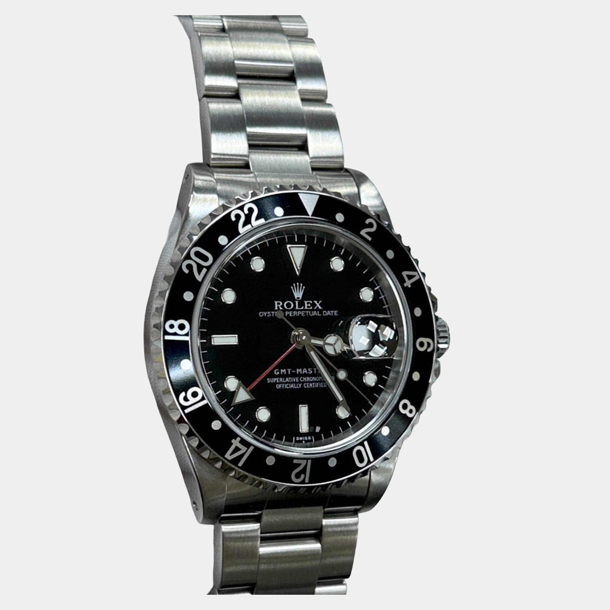 Pre Owned Rolex GMT Master 16700 Automatic Black Stainless Steel Men's Wristwatch 40 mm