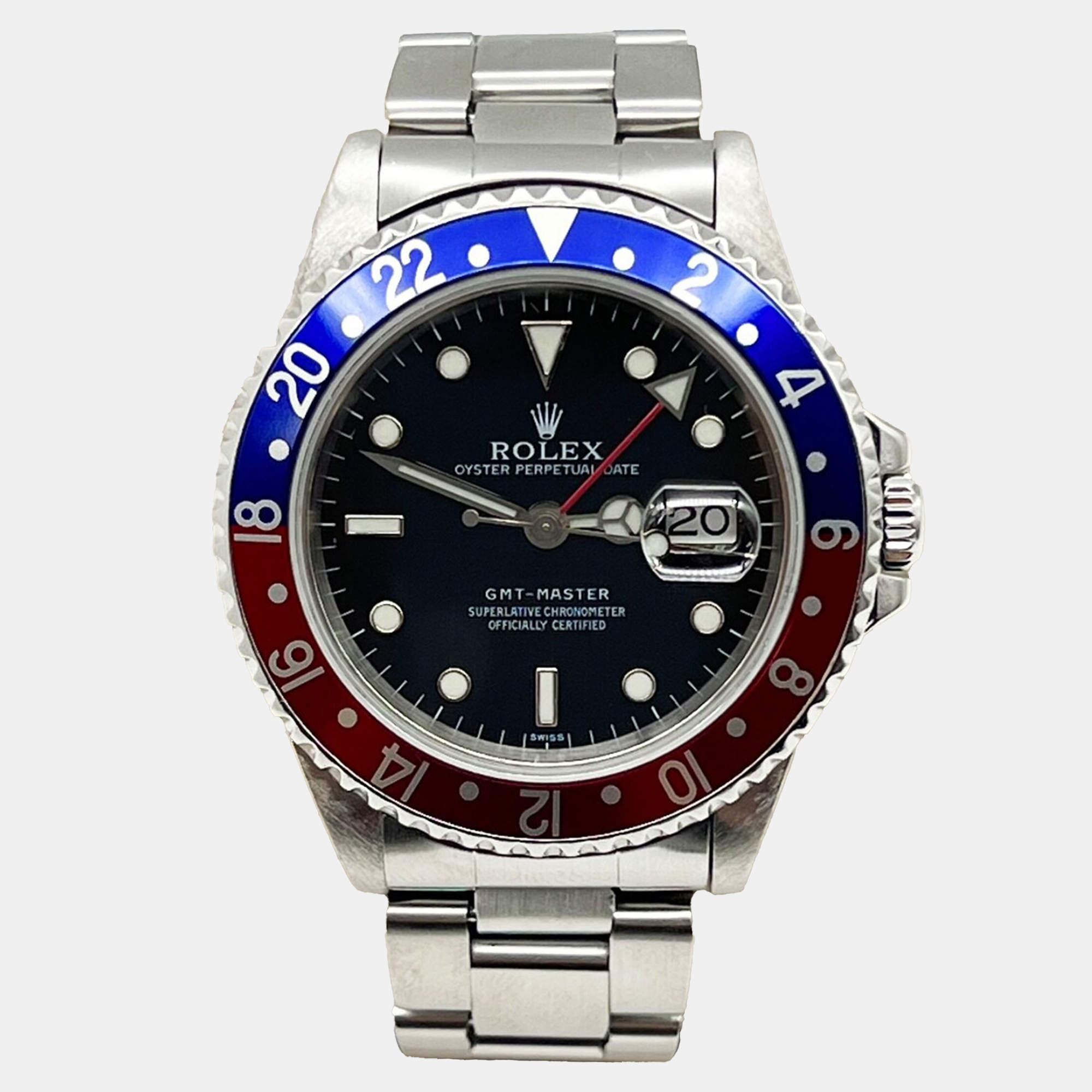 Pre Owned Rolex GMT Master 16700 Automatic Pepsi Red & Blue Stainless Steel Men's Wristwatch 40mm