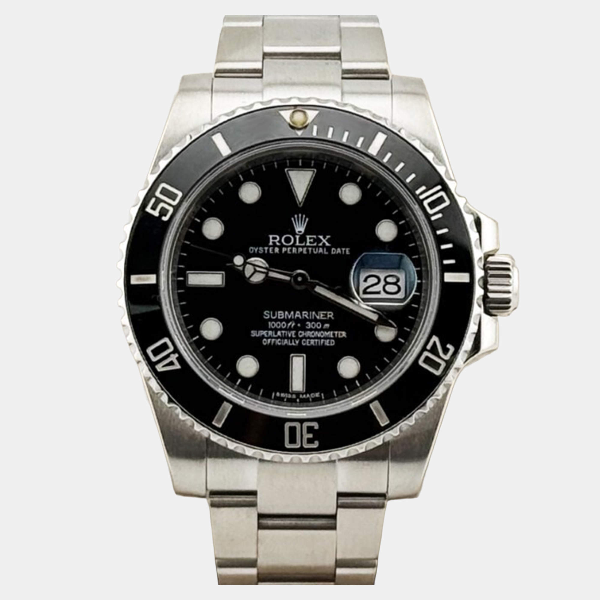 Pre Owned Rolex Submariner Date 116610 Automatic Black Stainless Steel Men's Wristwatch 40mm
