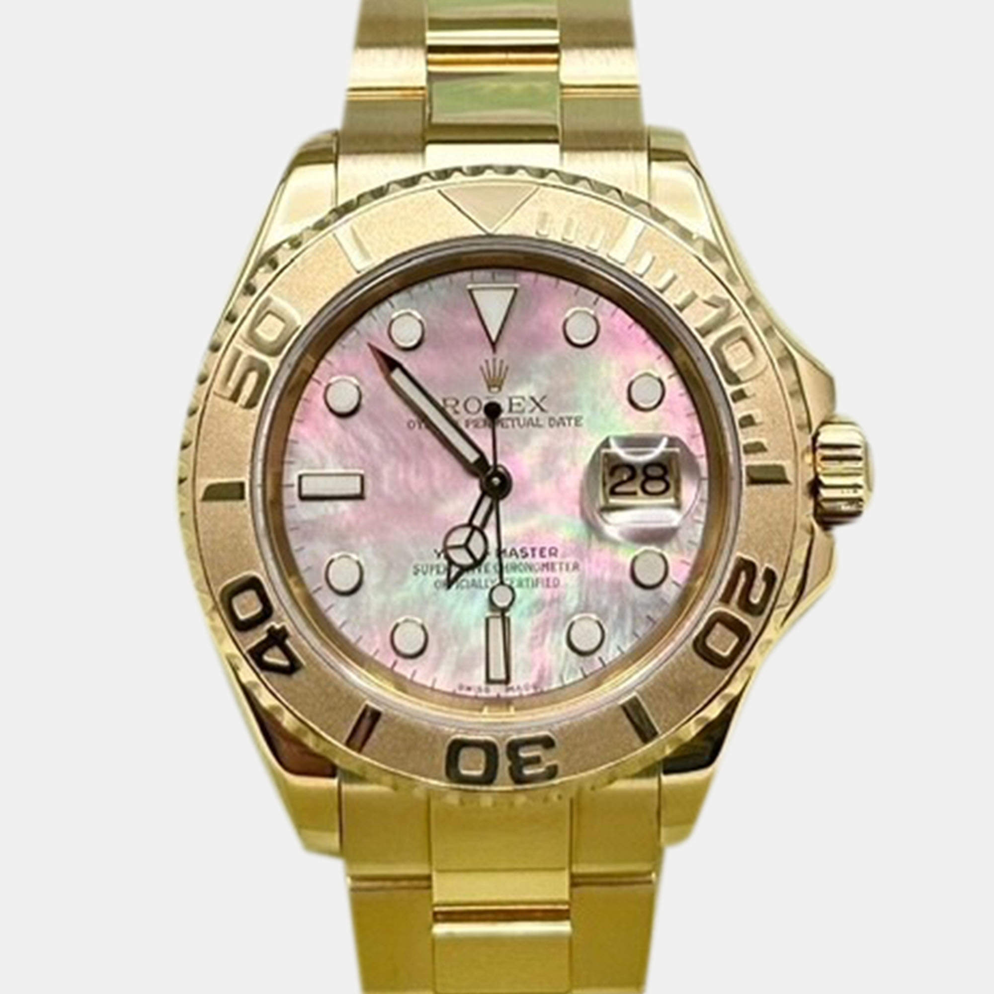 Pre Owned Rolex Yacht Master 16628 Automatic Black 18K Yellow Gold Men's Wristwatch 40mm