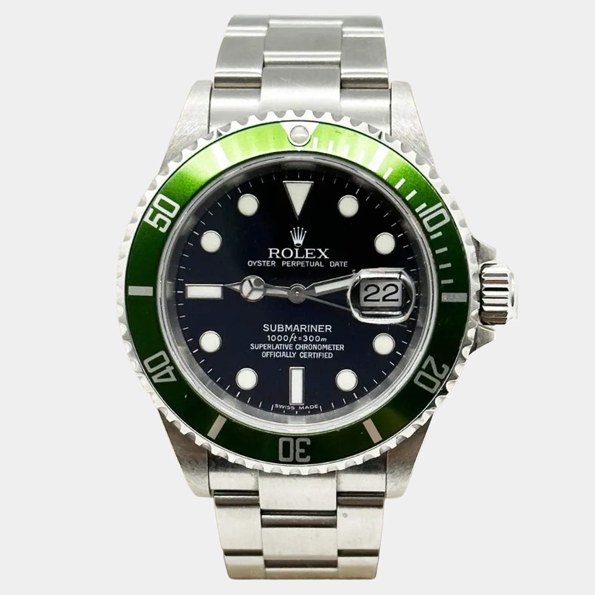 Pre Owned Rolex Submariner 16610V Automatic Black Stainless Steel Men's Wristwatch 40 mm