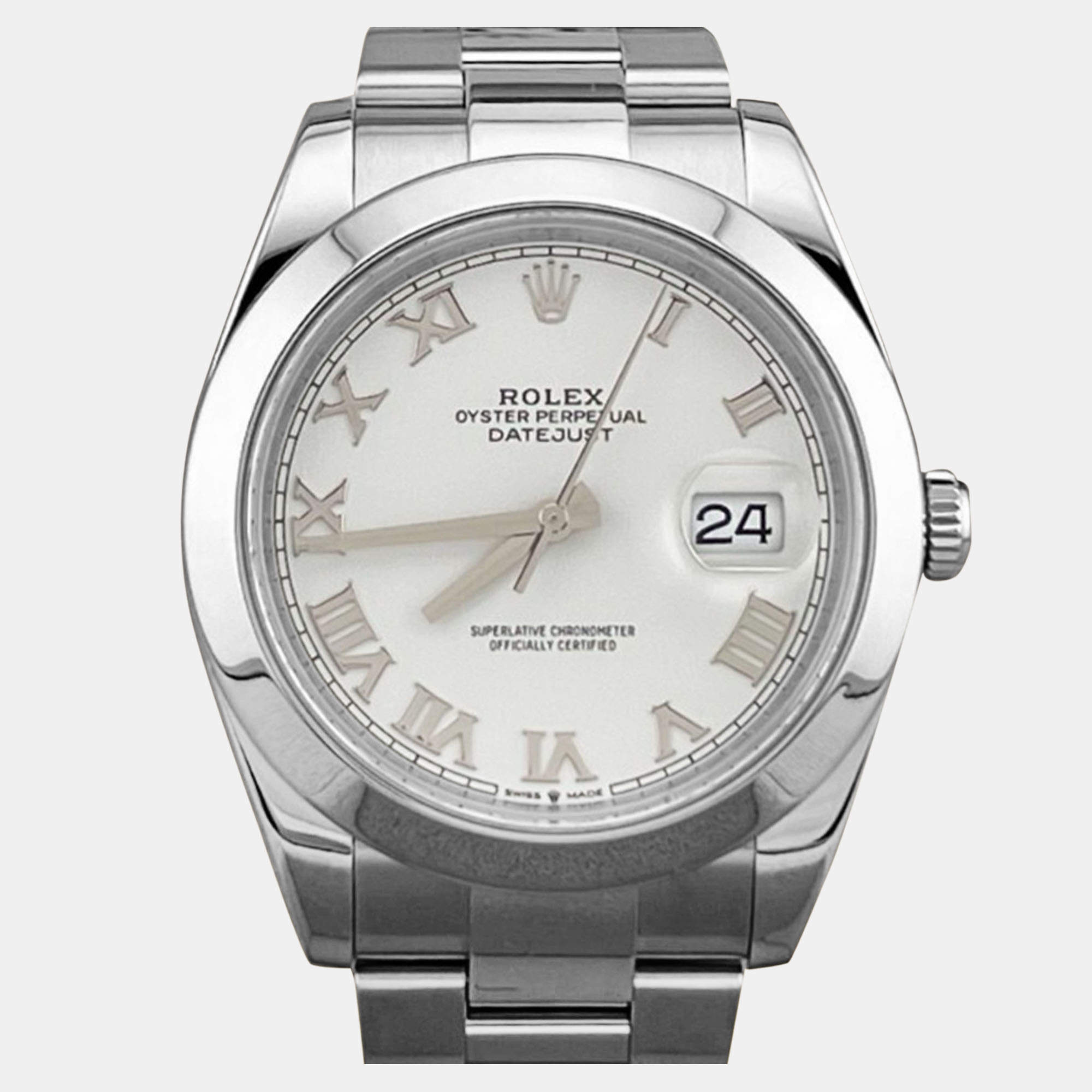 Pre Owned Rolex Datejust 126300 Automatic White Stainless Steel Men's Wristwatch 41 mm