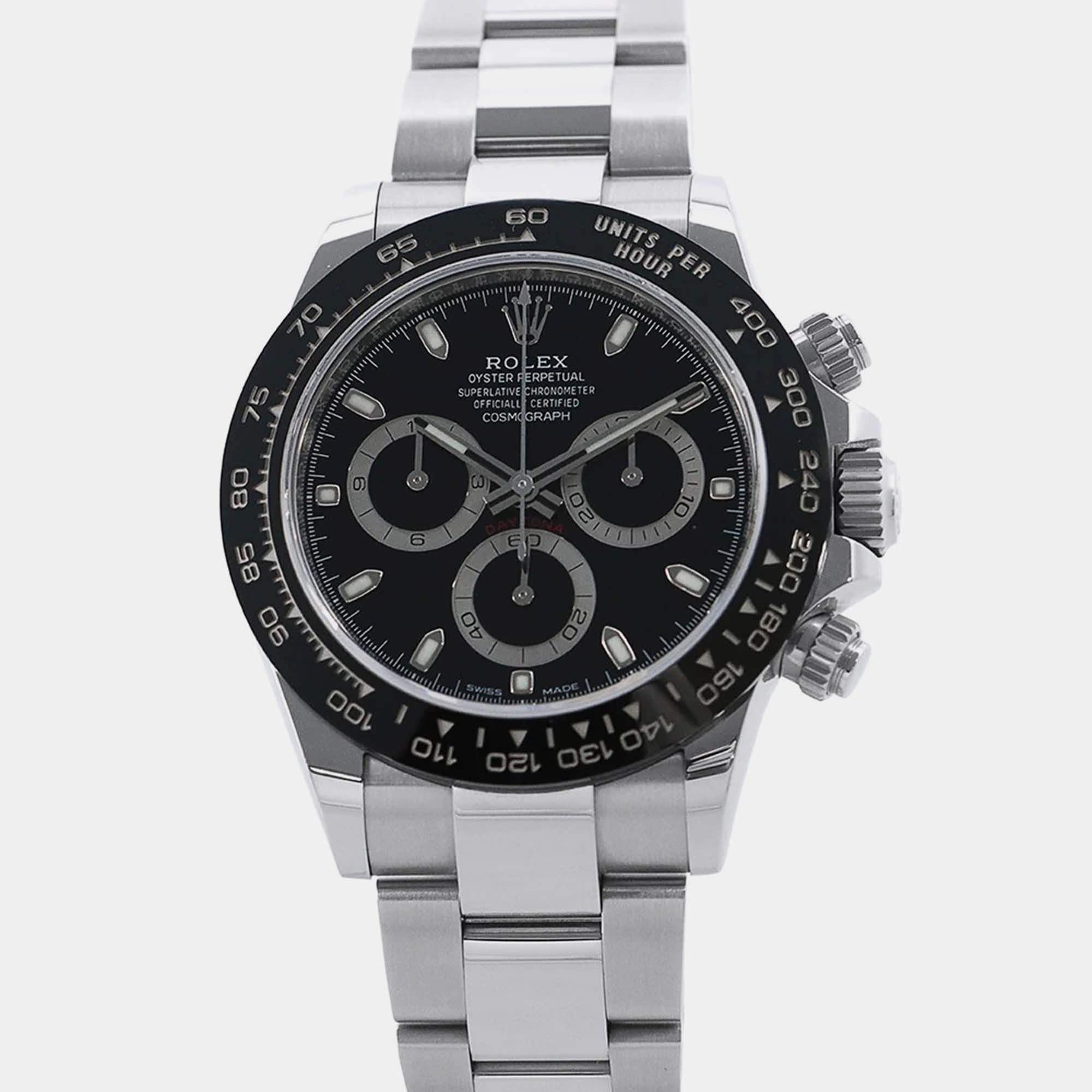 Pre Owned Rolex Cosmograph Daytona 116500LN Automatic Black Stainless Steel Men's Wristwatch 40 mm