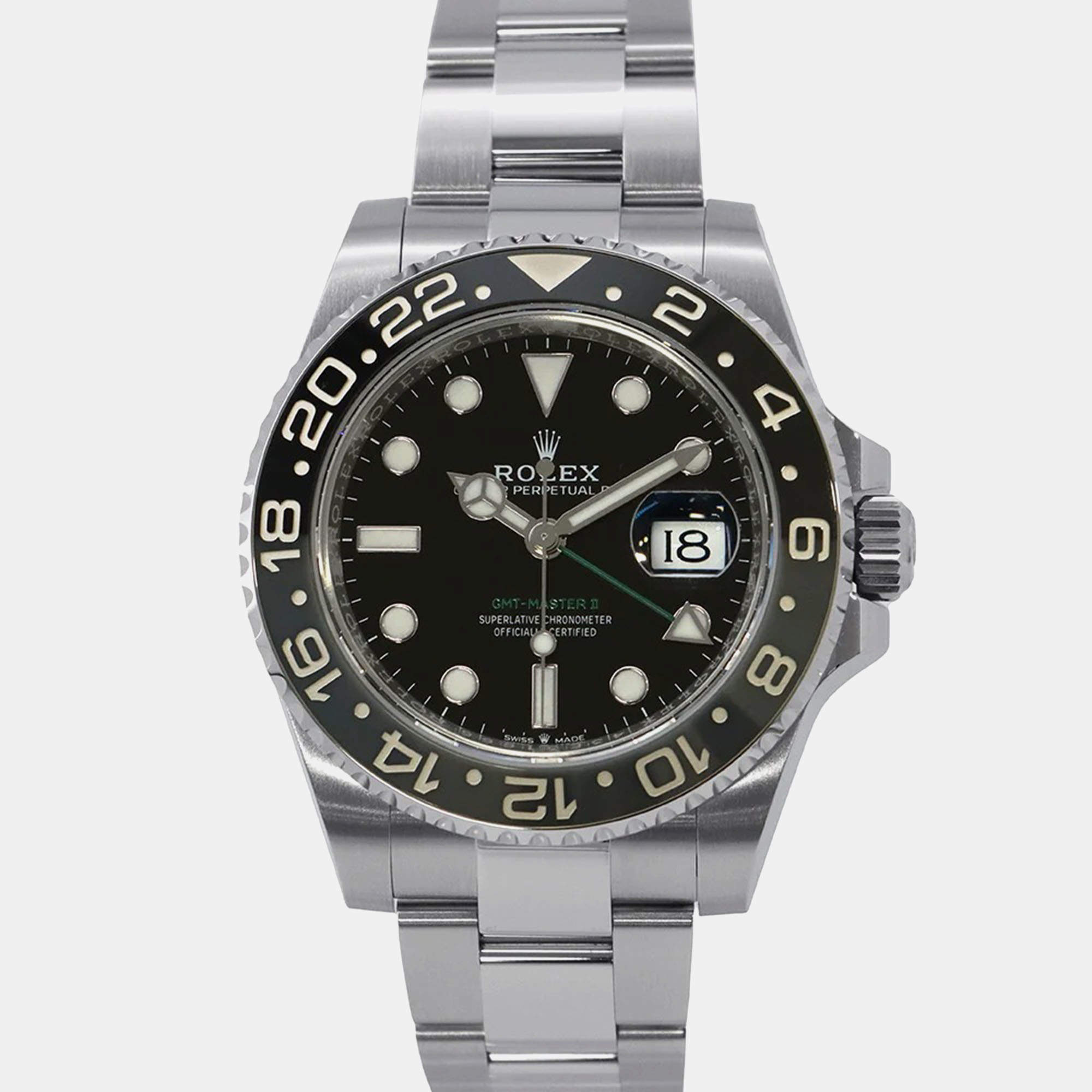 Pre Owned Rolex GMT-Master II 126710GRNR Automatic Black Stainless Steel Men's Wristwatch 40 mm
