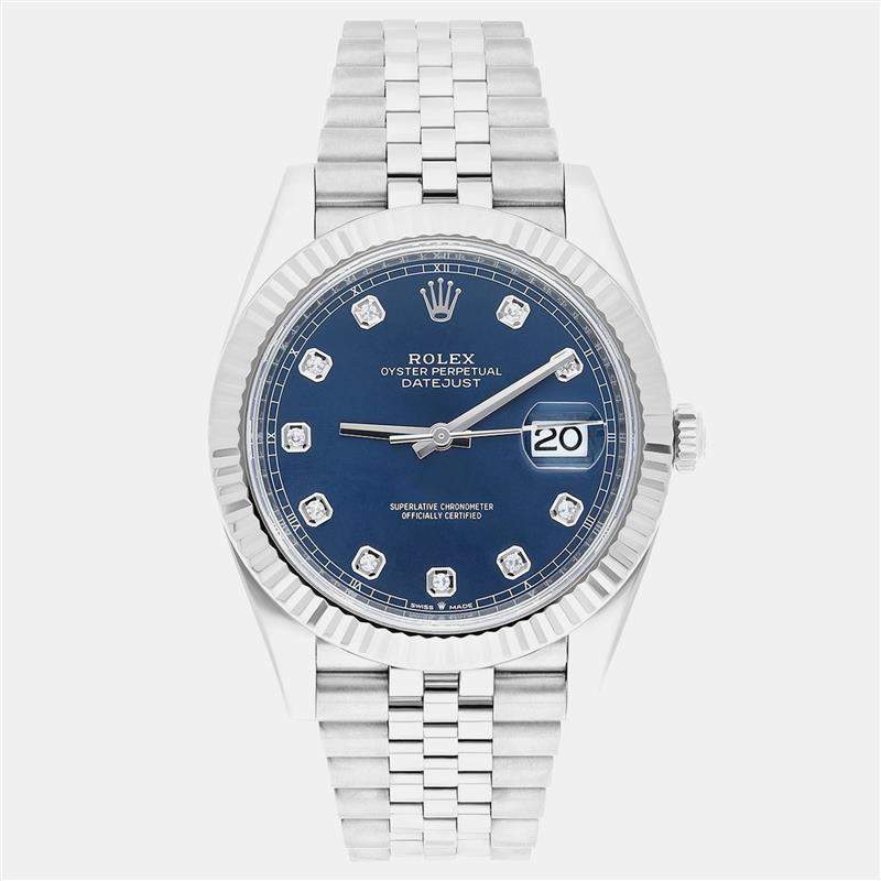 Pre Owned Rolex Datejust 126334-0016 Automatic Blue Oystersteel & 18k White Gold Men's Watch 41 mm