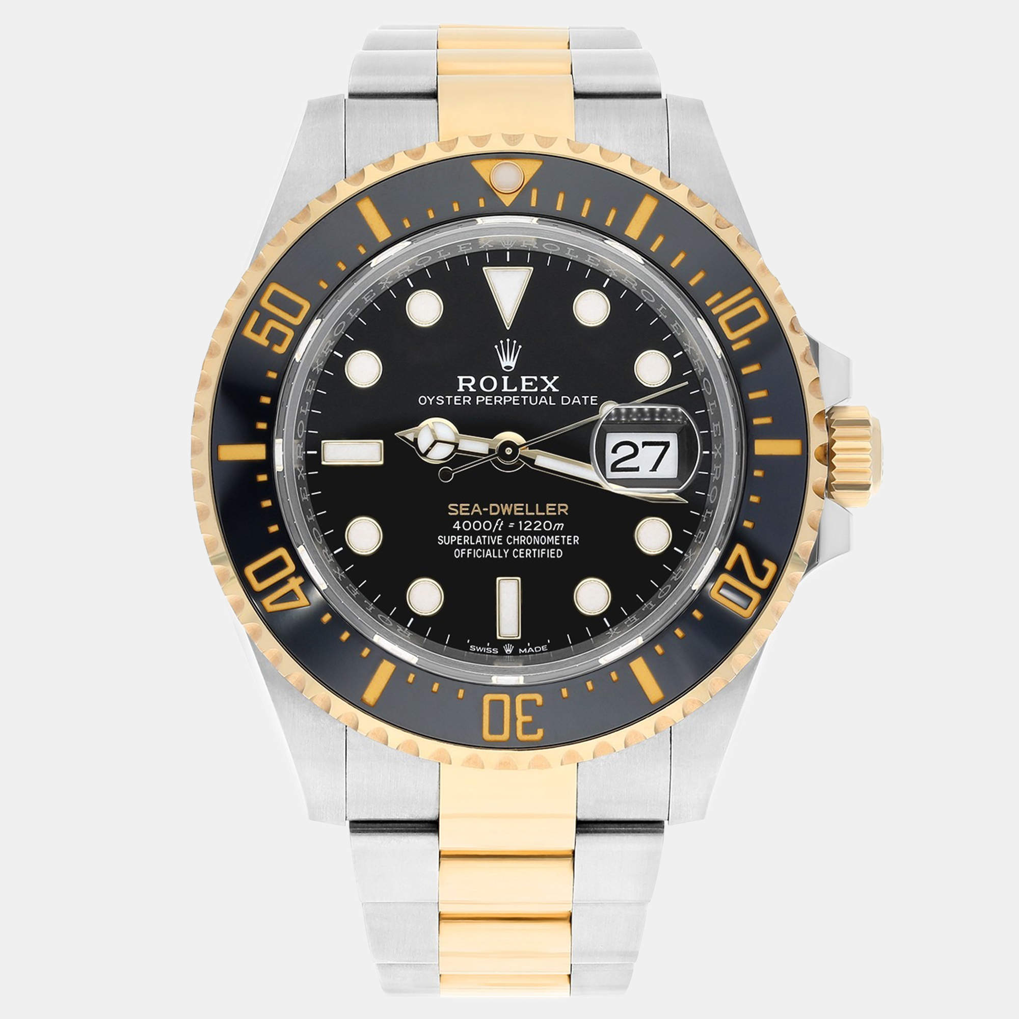 Pre Owned Rolex Sea-Dweller 126603 Automatic Black Oystersteel & 18k Yellow Gold Men's Watch 43 mm