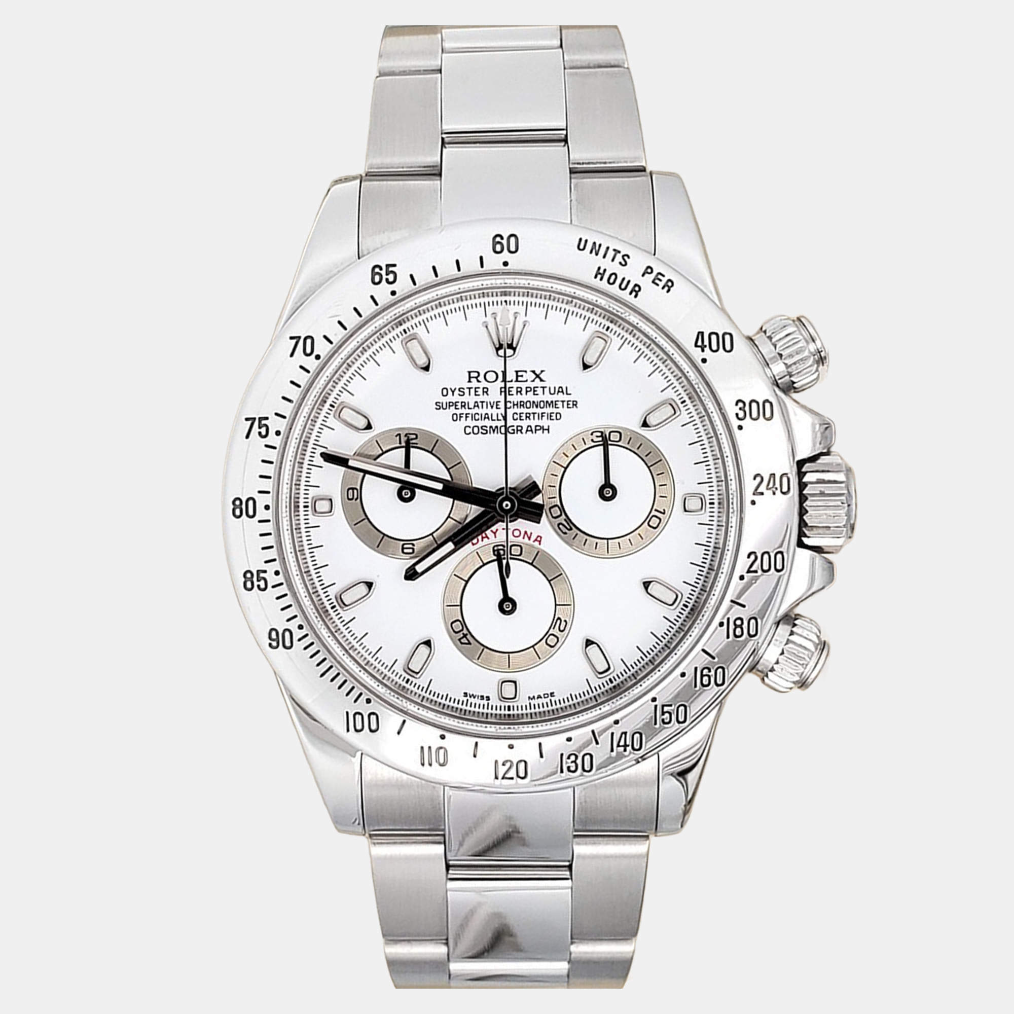 Pre Owned Rolex Cosmograph Daytona 116520 Automatic White Stainless Steel Men's Wristwatch 40 mm
