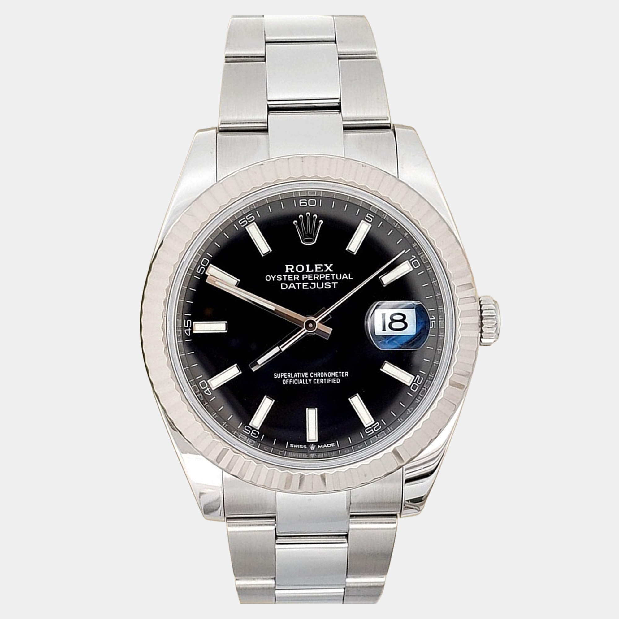 Pre Owned Rolex Datejust 126334 Automatic Black Stainless Steel Men's Wristwatch 41 mm