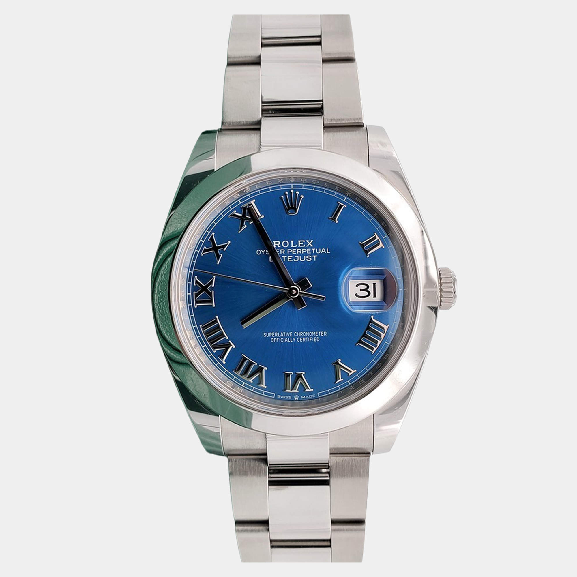 Pre Owned Rolex Datejust 126300 Automatic Blue Stainless Steel Men's Wristwatch 41 mm