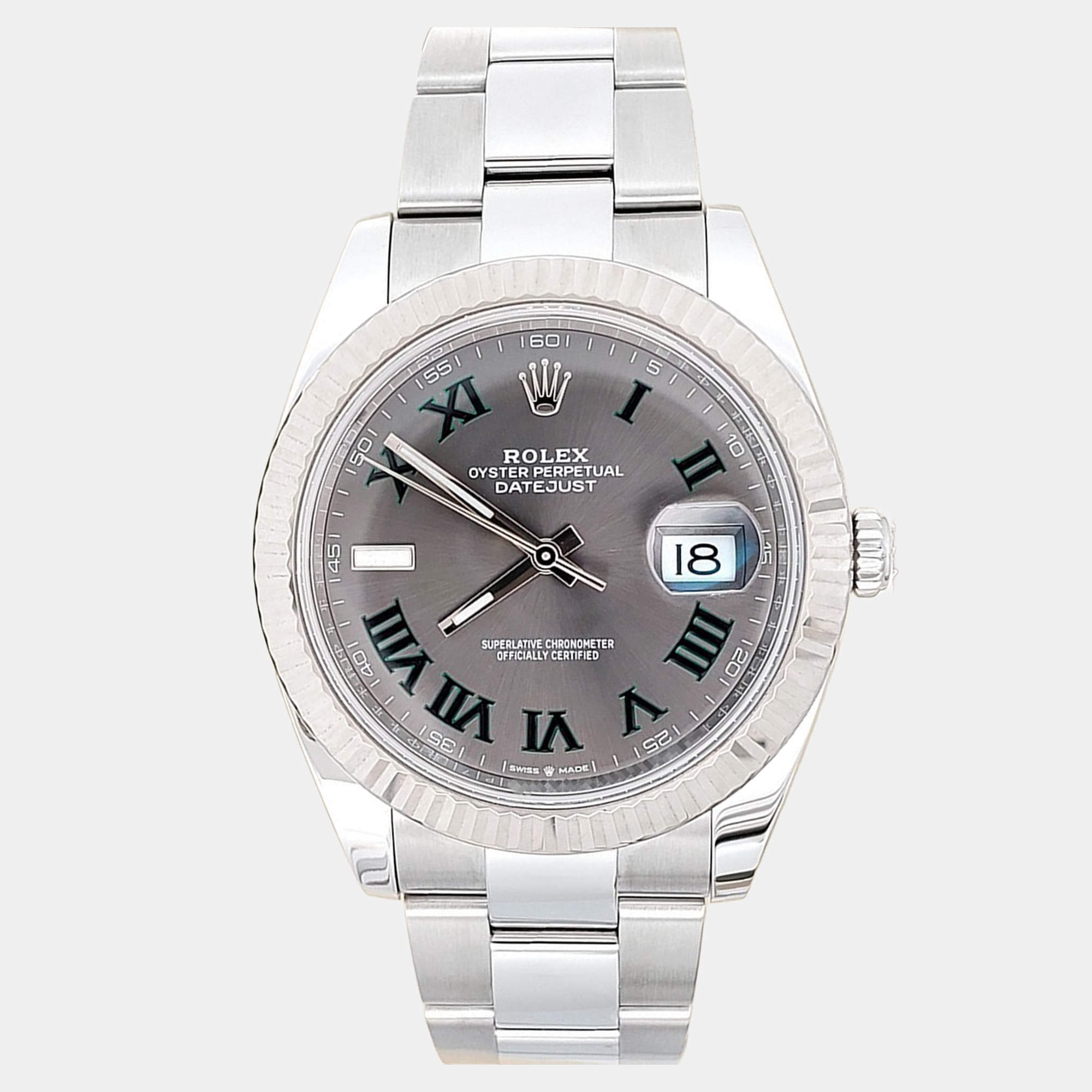 Pre Owned Rolex Datejust 126334 Automatic Wimbledon 18K White Gold Stainless Steel Men's Wristwatch 41 mm
