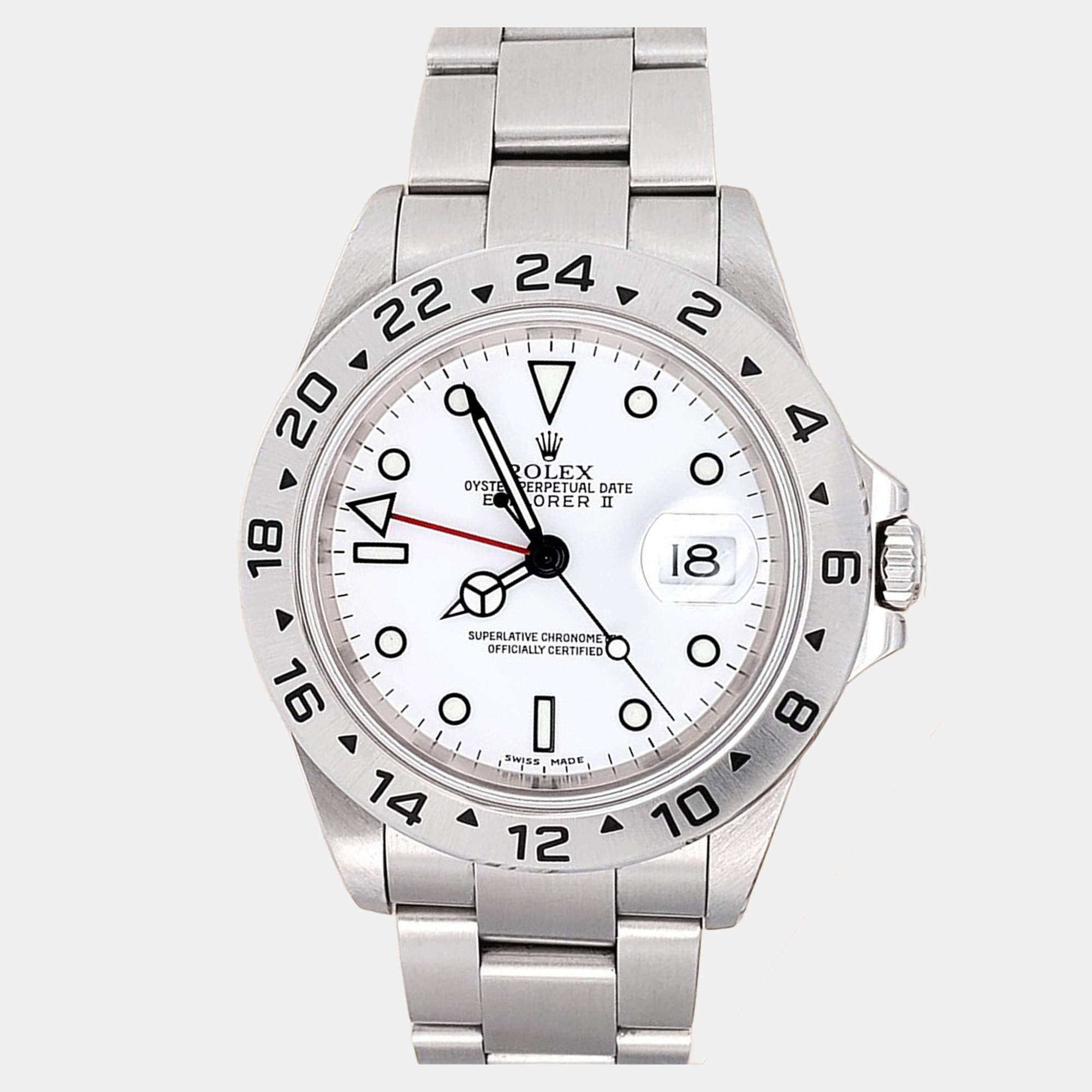 Pre Owned Rolex Explorer II 16570 Automatic White Stainless Steel Men's Wristwatch 40 mm