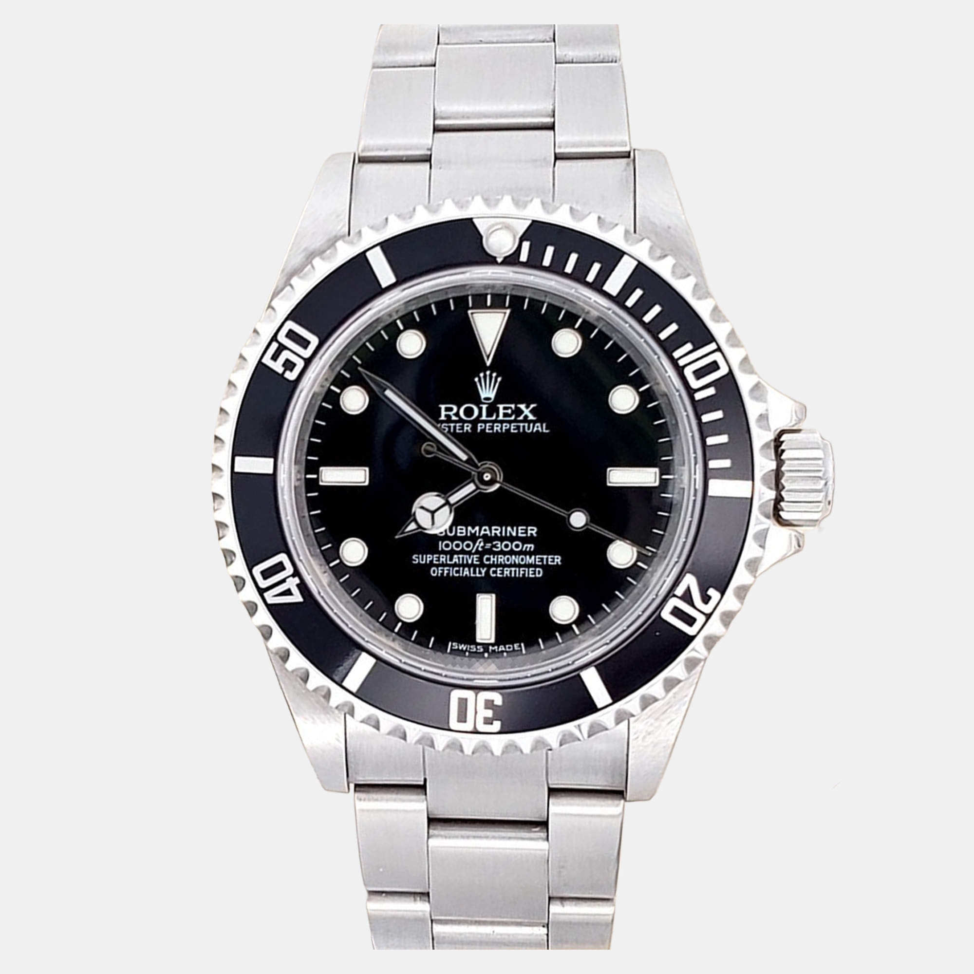 Pre Owned Rolex Submariner 14060 Automatic Black Stainless Steel Men's Wristwatch 40 mm