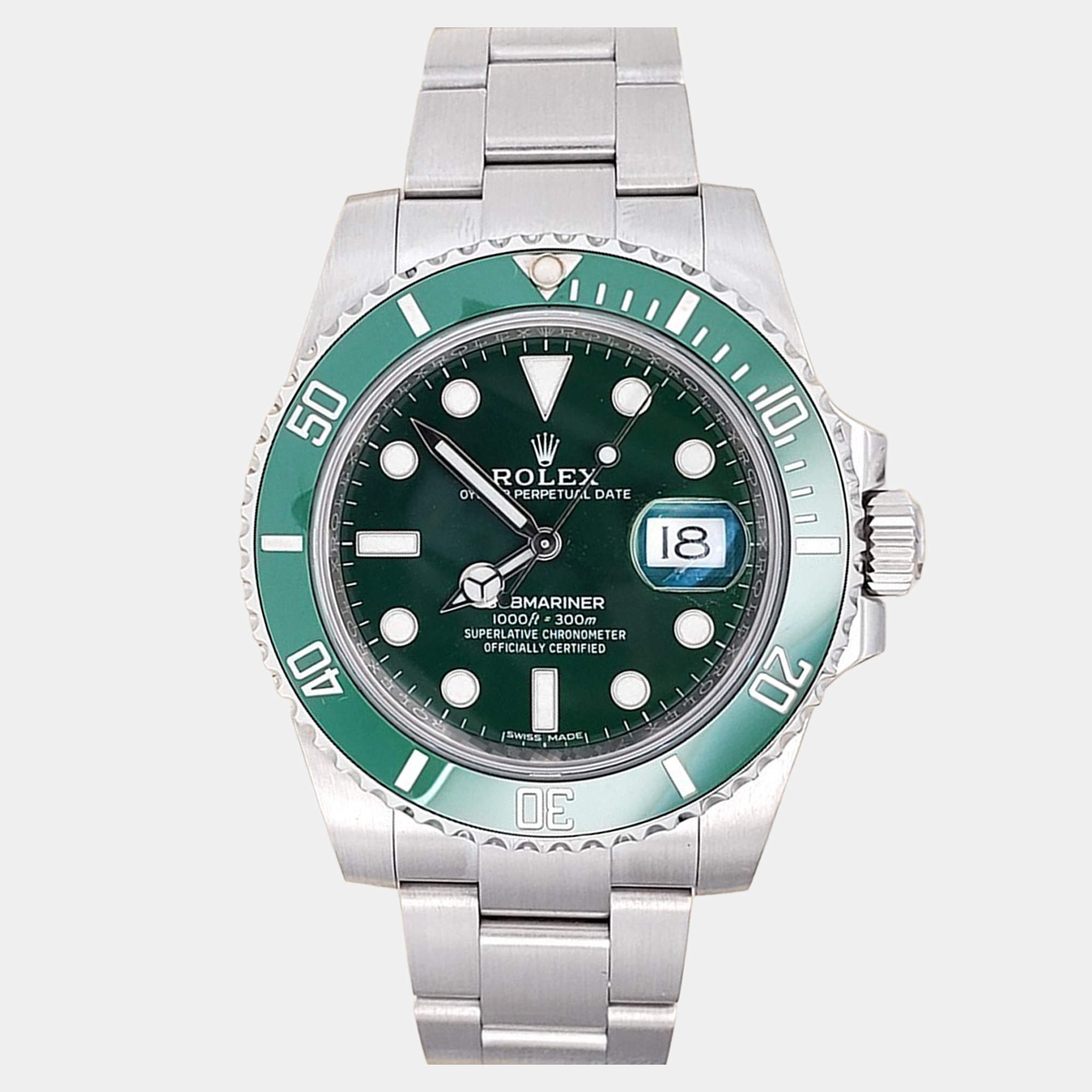 Pre Owned Rolex Submariner 116610LV Automatic Green Ceramic Stainless Steel Men's Wristwatch 40 mm