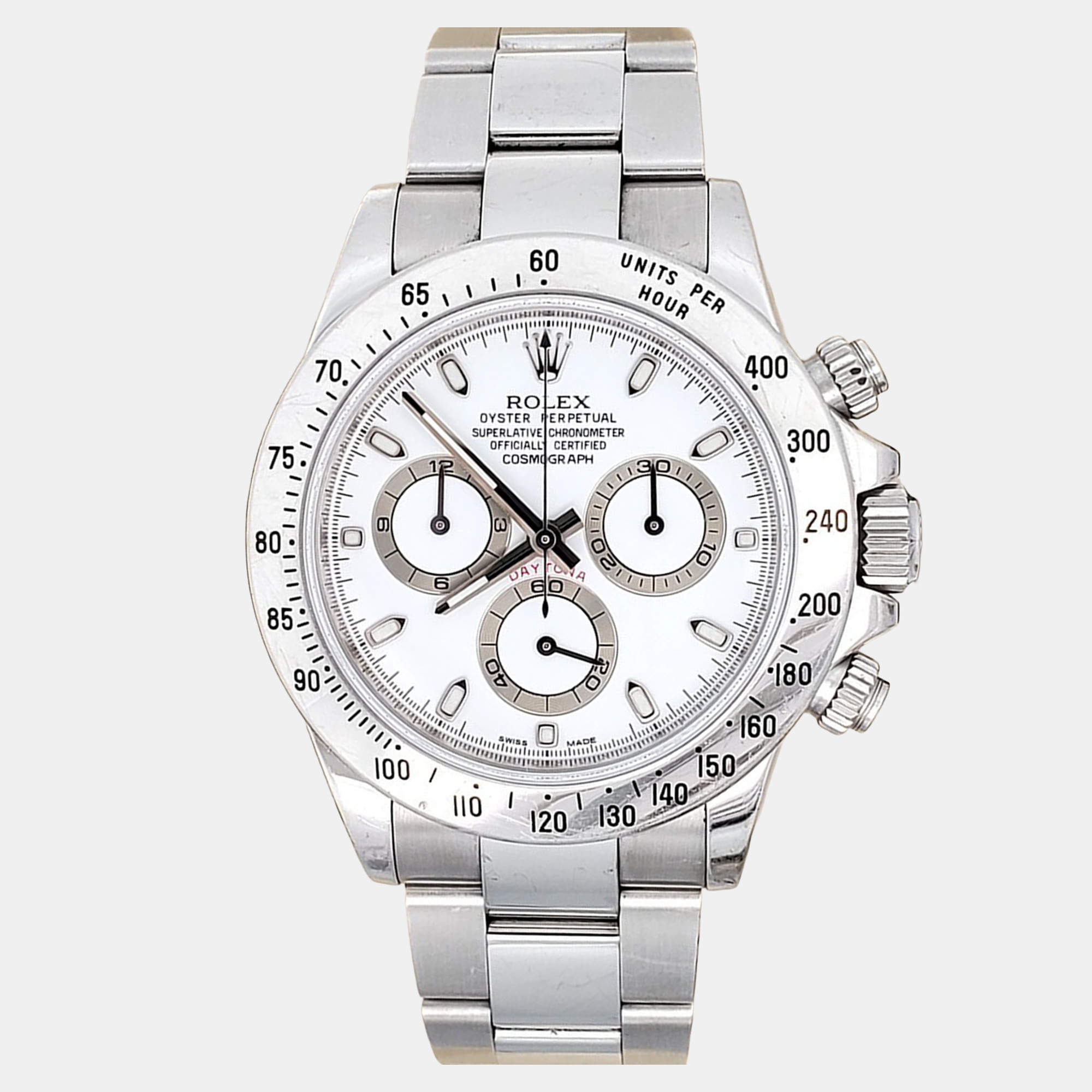 Pre Owned Rolex Cosmograph Daytona 116520 Automatic White Stainless Steel Men's Wristwatch 40 mm