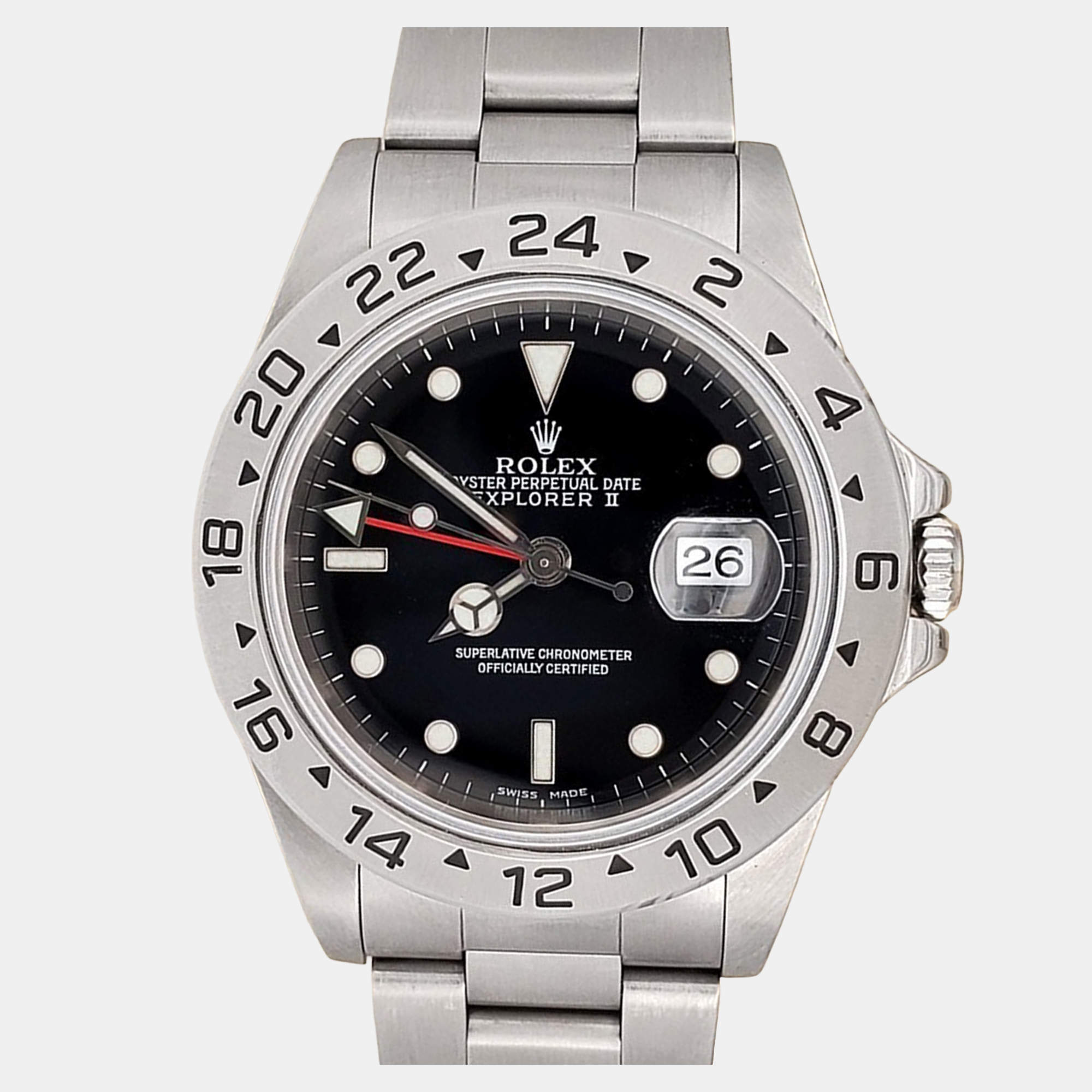 Pre Owned Rolex Explorer II 16570 Automatic Black Stainless Steel Men's Wristwatch 40 mm