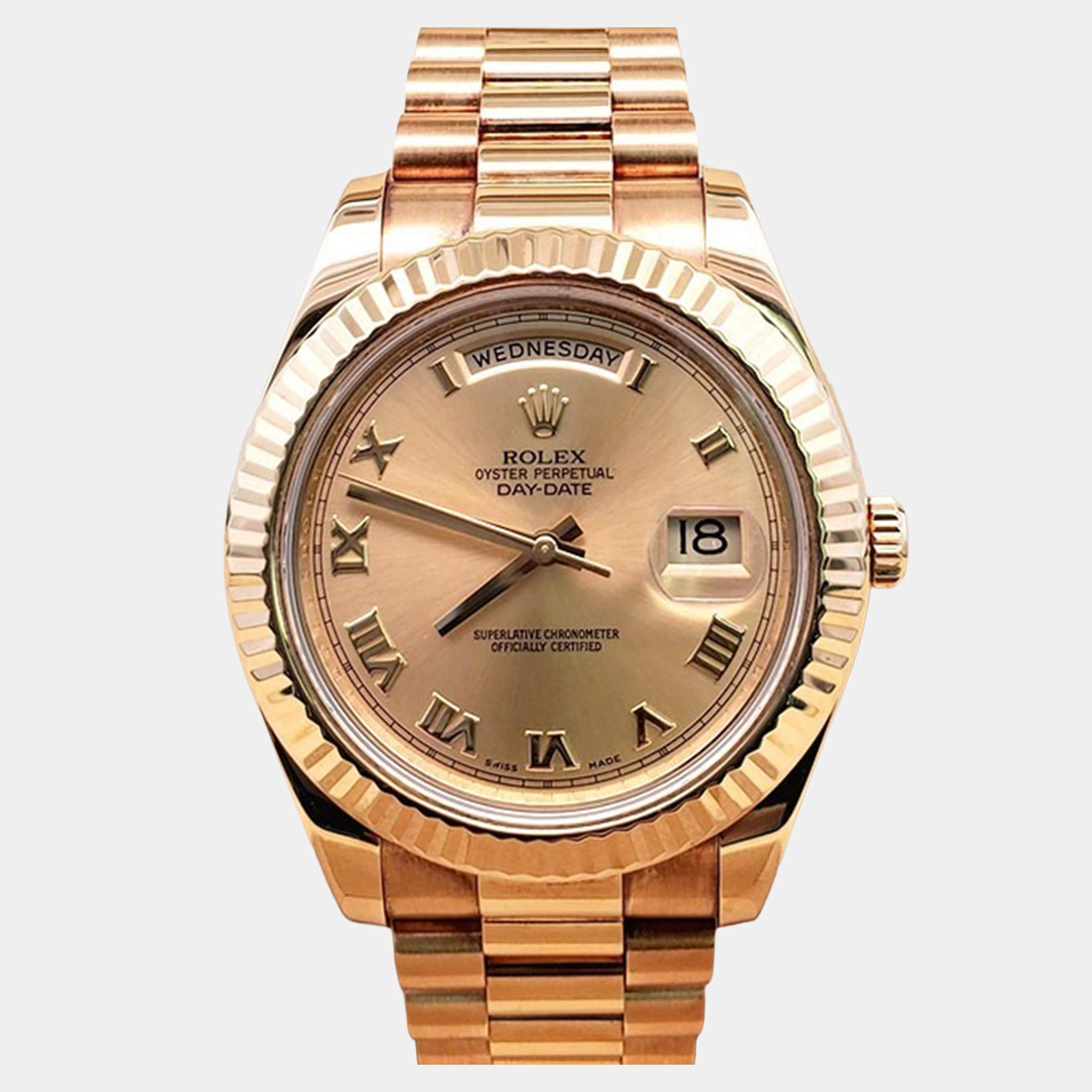 Pre Owned Rolex Day-Date President II 218238 Automatic Champagne 18k Yellow Gold Men's Wristwatch 41 mm