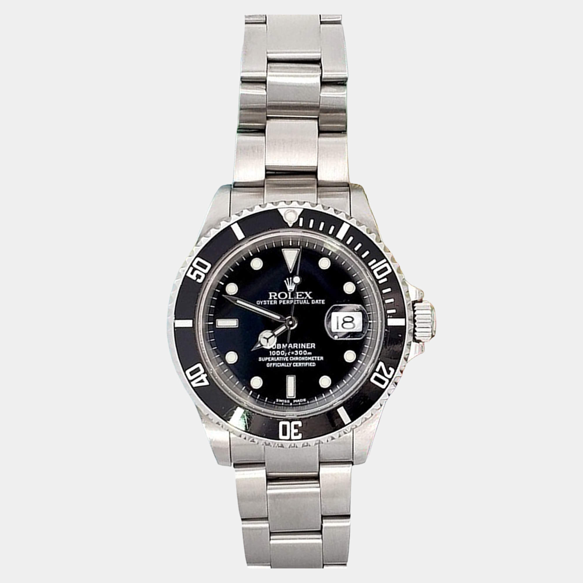 Pre Owned Rolex Submariner 16610 Automatic Stainless Steel Men's Wristwatch 40 mm