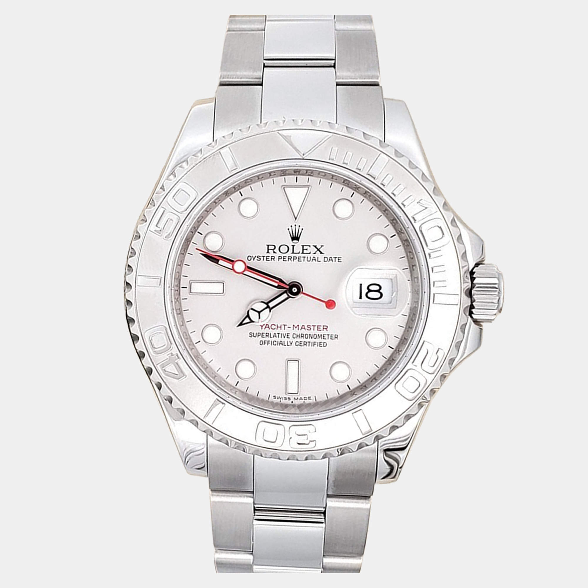 Pre Owned Rolex Yacht-Master 16622 Automatic Platinum Stainless Steel Men's Wristwatch 40 mm