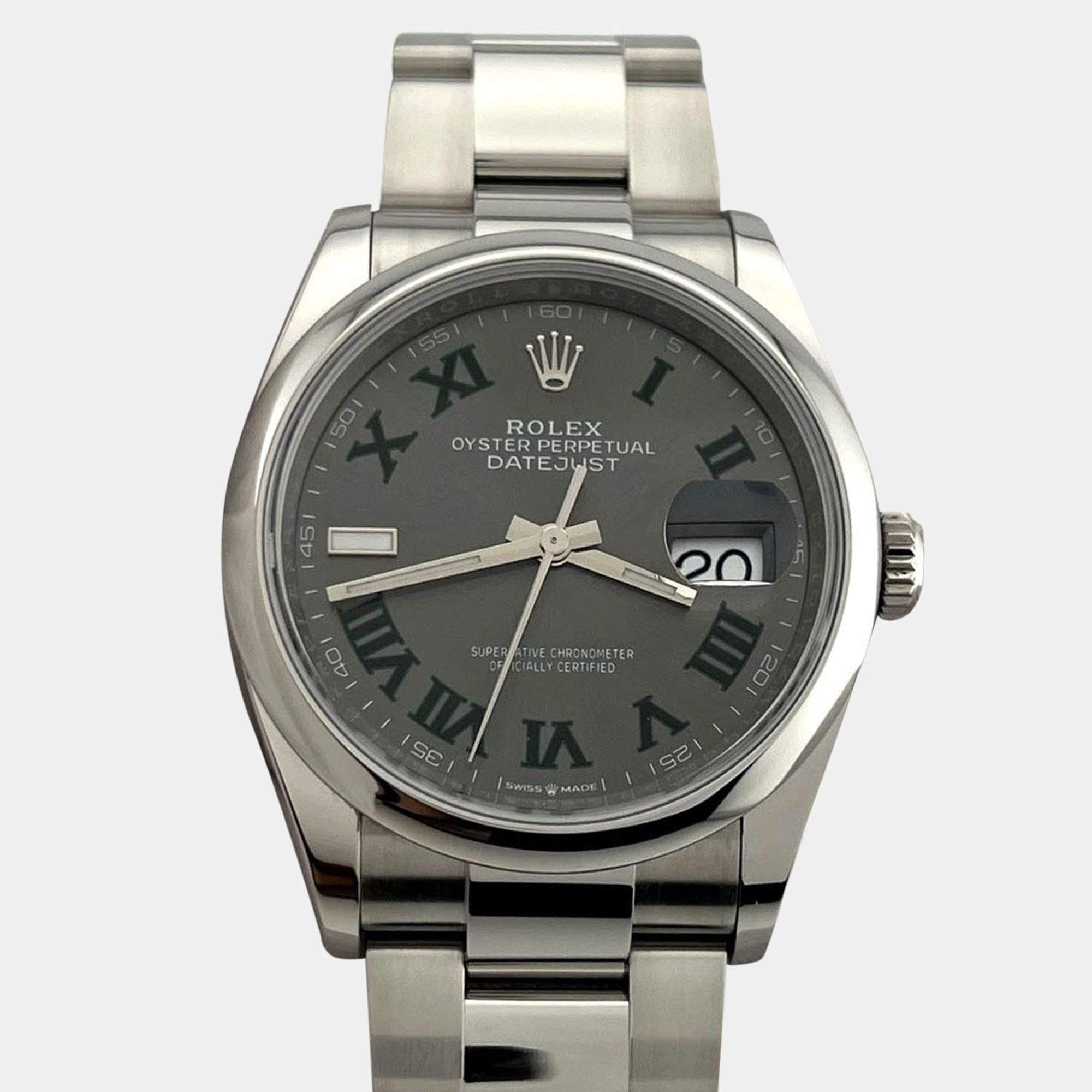Pre Owned Rolex Datejust 126200 Automatic Slate Grey Dial Stainless Steel Men's Wristwatch 36mm